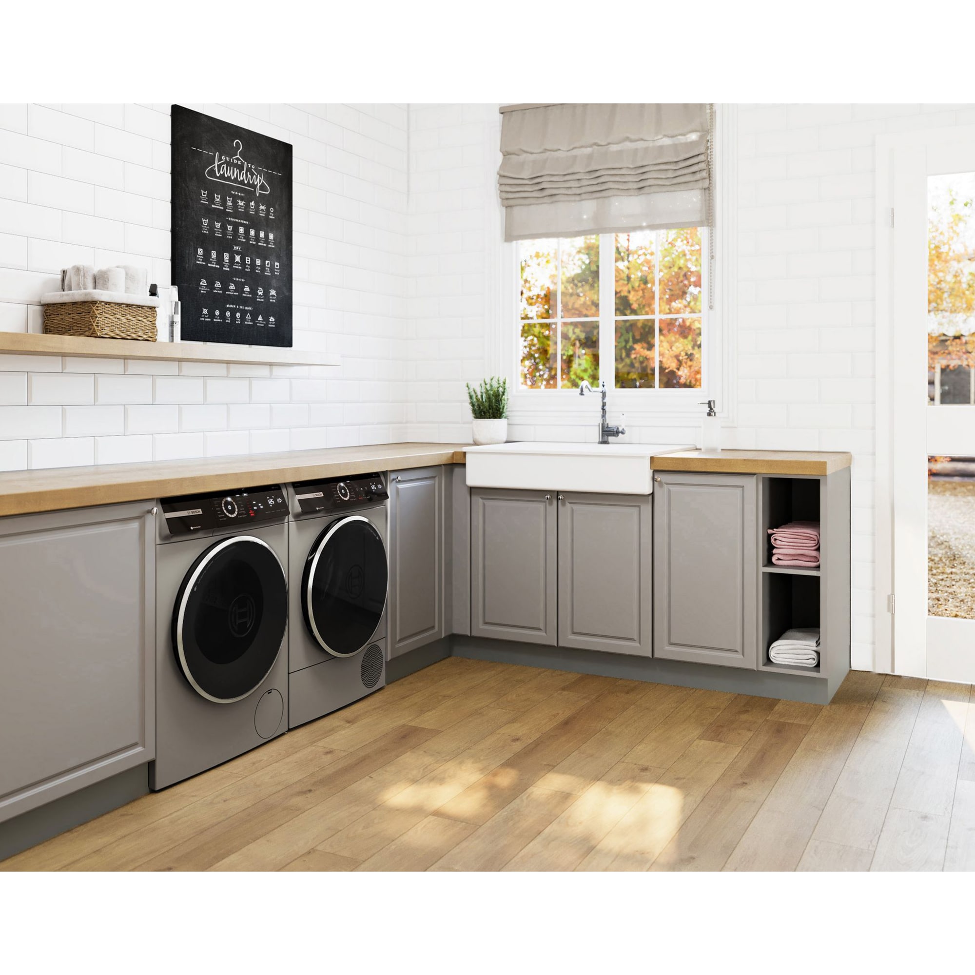 Bosch 800 Series 24 in. 2.4 cu. ft. Smart Stackable Front Load Washer with Sanitize Cycle - Pearl Steel, , hires
