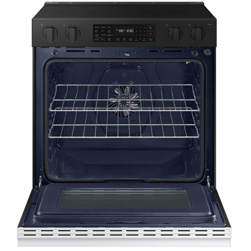 Samsung Bespoke 30 in. 6.3 cu. ft. Smart Air Fry Standard Convection Slide-In Electric Range with Radiant Burners - White Glass, White Glass, hires