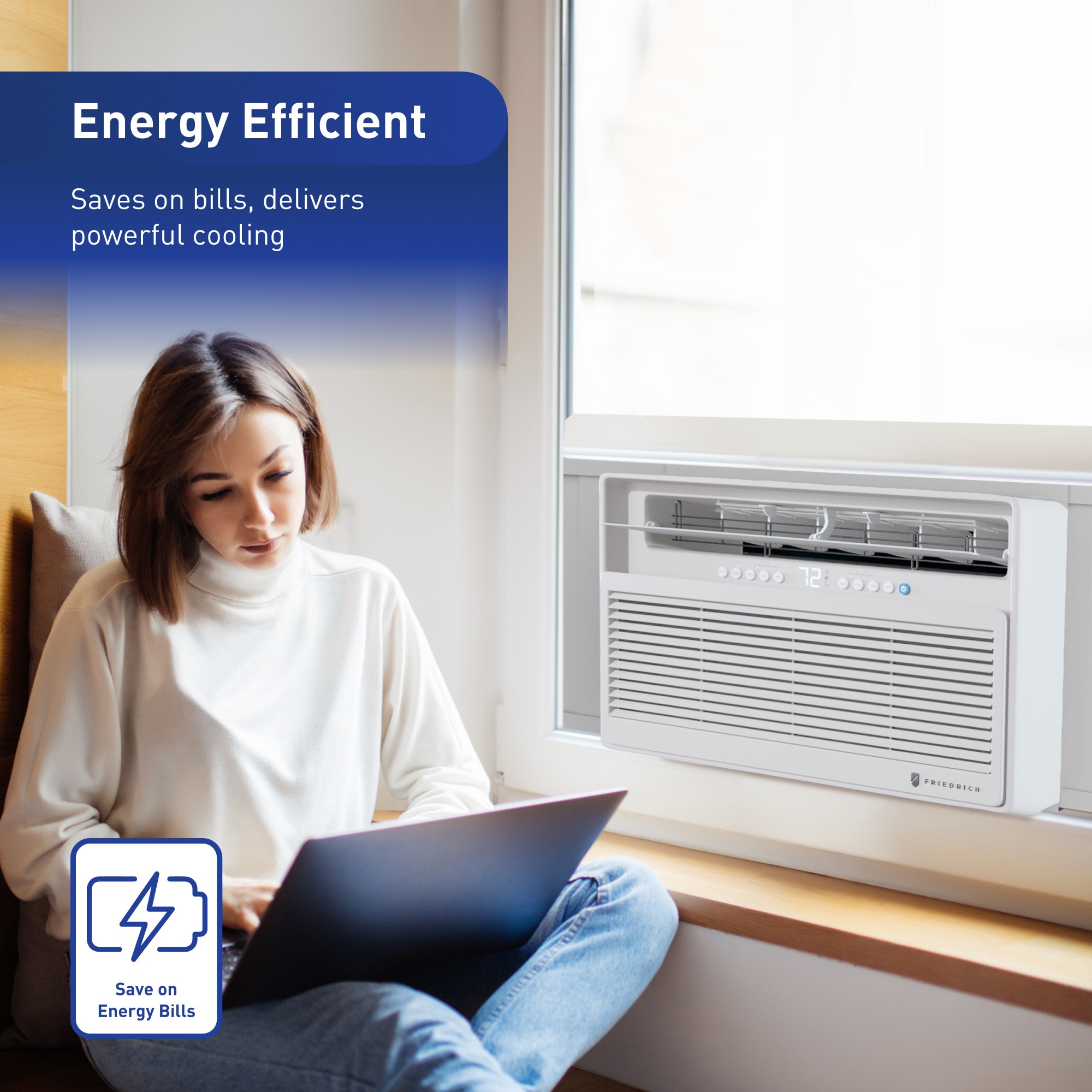 Friedrich Chill Premier Series 12,000 BTU 115V Smart Window Air Conditioner with 3 Fan Speeds, Remote Control - White, , hires