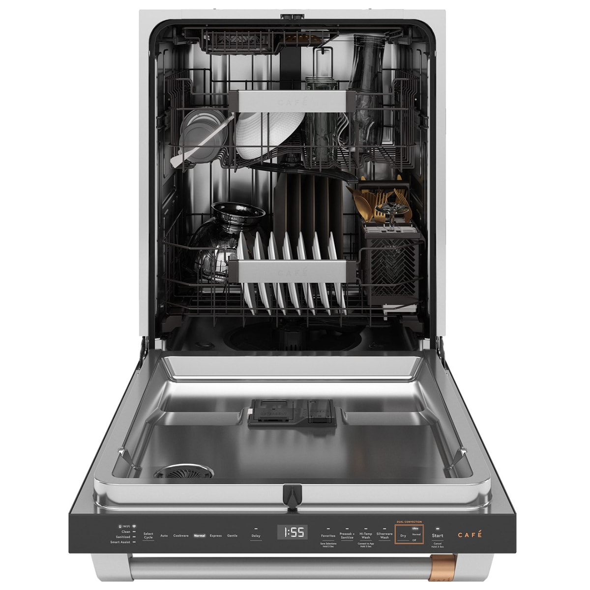 Cafe 24 in. Top Control Flush-Mount Smart Dishwasher with 39 dBa Sound Level, 3rd-Rack & Dual Convection Ultra Dry - Stainless Steel, , hires