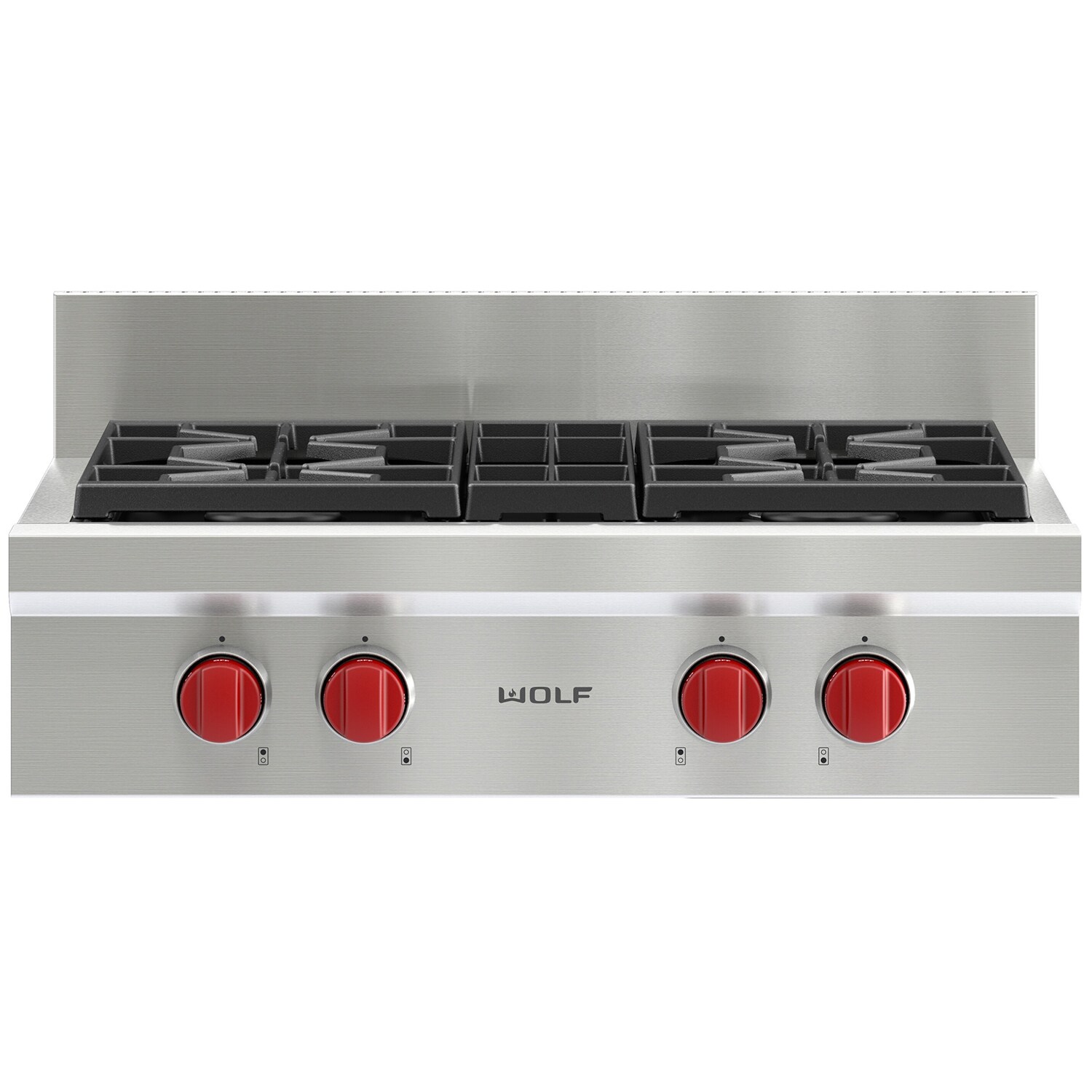 Wolf 30 in. 4-Burner Natural Gas Rangetop with Simmer Burner & Power Burner - Stainless Steel, , hires