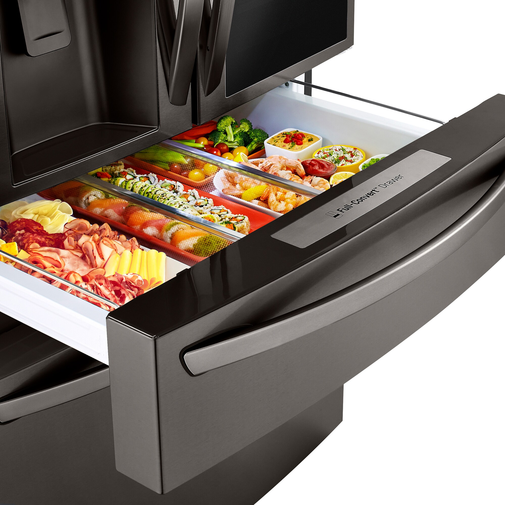 LG InstaView 36 in. 22.5 cu. ft. Smart Counter Depth 4-Door French Door Refrigerator with Ice & Water Dispenser - PrintProof Black Stainless Steel, PrintProof Black Stainless Steel, hires