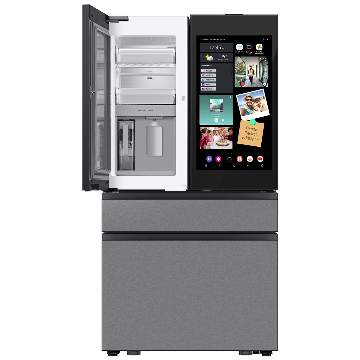 Samsung Bespoke 36 in. 22.5 cu. ft. Smart Counter Depth 4-Door French Door Refrigerator with AI Family Hub+, Beverage Center & Internal Water AutoFill Pitcher - Charcoal Glass, Charcoal Glass, hires