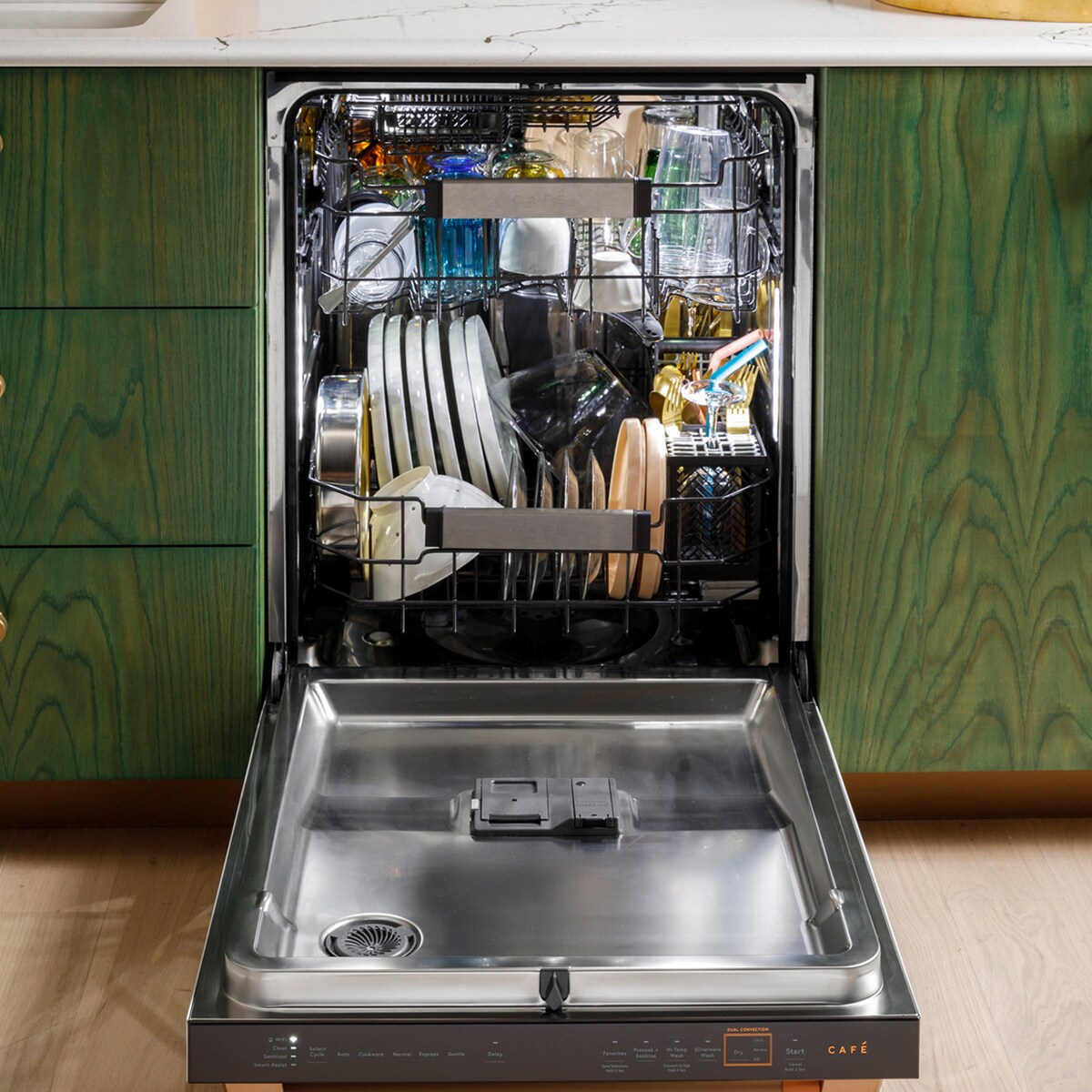 Cafe 24 in. Top Control Flush-Mount Smart Dishwasher with 39 dBa Sound Level, 3rd-Rack & Dual Convection Ultra Dry - Stainless Steel, , hires