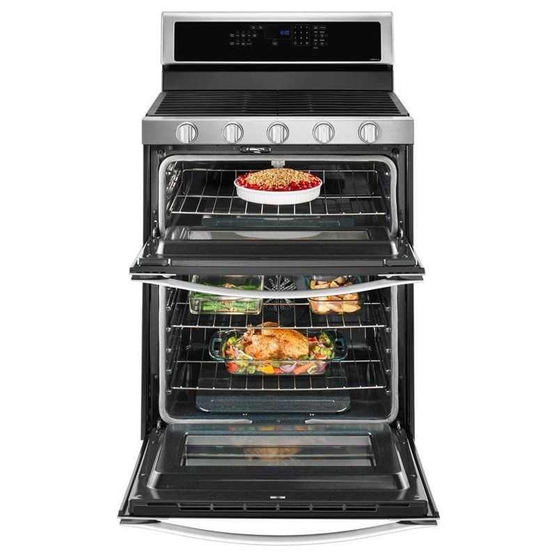 Whirlpool 30 in. 6 cu. ft. True European Convection Double Oven Gas Range with 5 Sealed Burners - Stainless Steel, Stainless Steel, hires