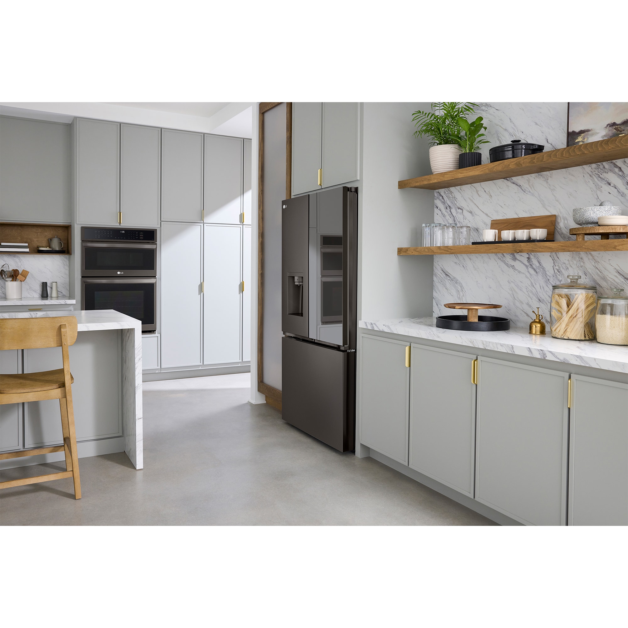 LG InstaView 36 in. 25.5 cu. ft. Smart Counter Depth French Door Refrigerator with Ice & Water Dispenser - PrintProof Black Stainless Steel, PrintProof Black Stainless Steel, hires