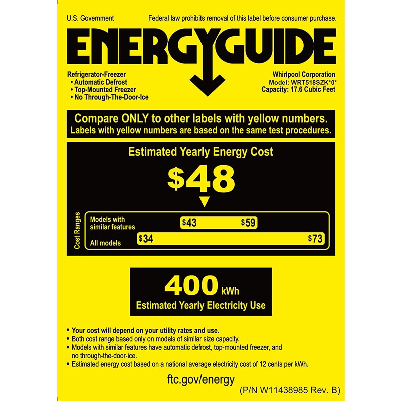 Whirlpool 28 in. 18 cu. ft. Top Freezer Refrigerator - Black Stainless, , hires