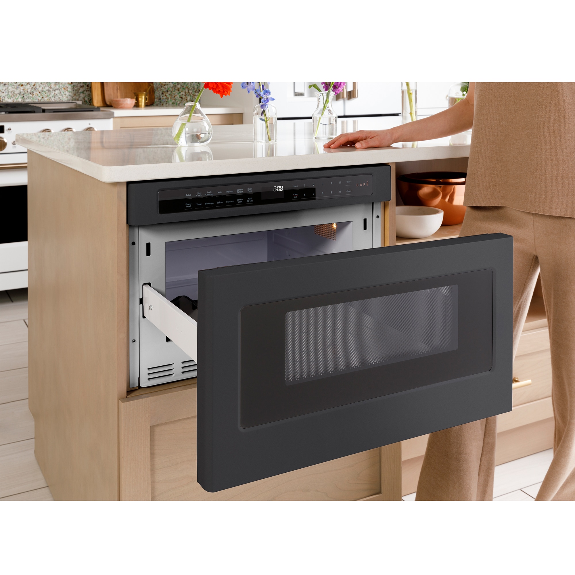 Cafe 24 in. 1.2 cu. ft. 1000W Drawer Microwave with Sensor Cooking - Matte Black, Matte Black, hires