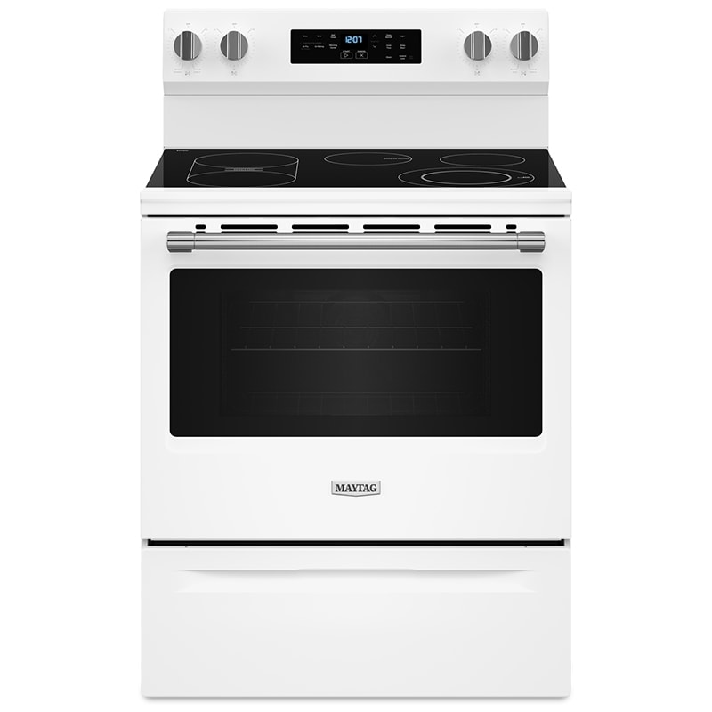 Maytag 30 in. 5.3 cu. ft. Air Fry Standard Convection Electric Range with Radiant Burners - White, White, hires
