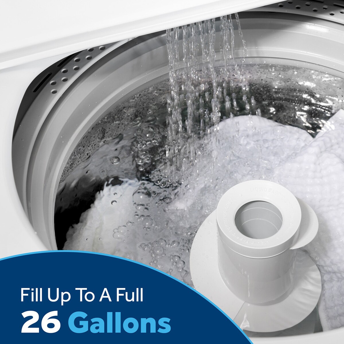GE 27 in. 4.0 cu. ft. Top Load Washer with Stainless Steel Basket, Water Level Control & Agitator - White, , hires