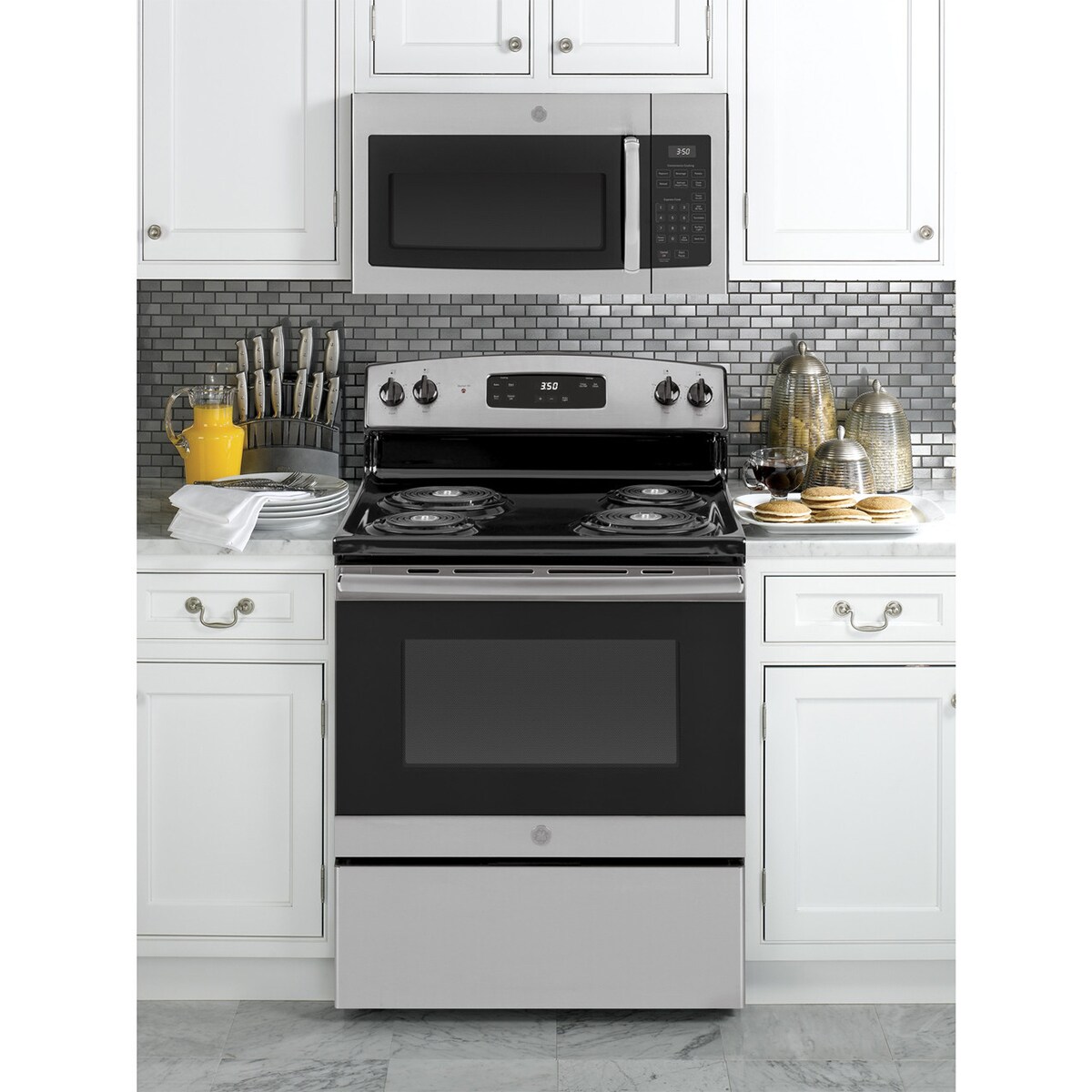 GE 30 in. 1.6 cu. ft. 1000W Over-the-Range Microwave with 300 CFM - Stainless Steel, Stainless Steel, hires