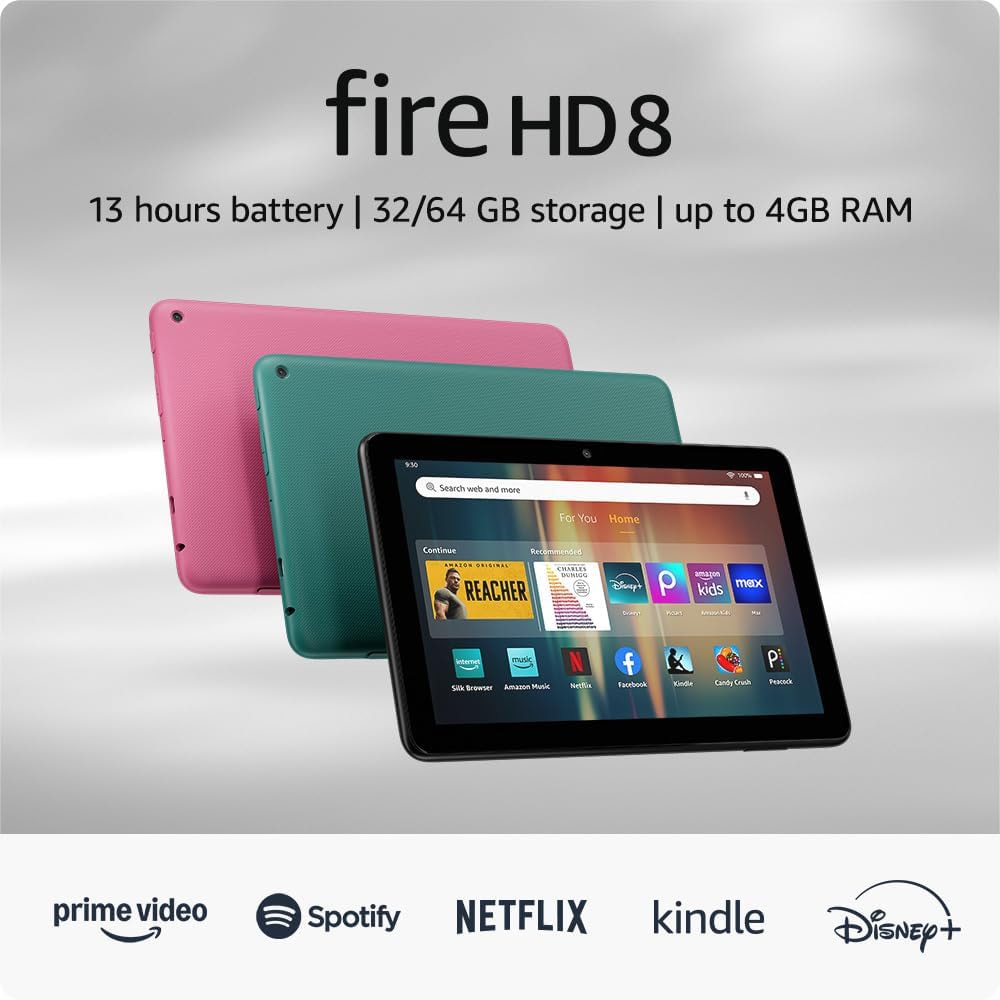 Amazon - Fire HD 8 tablet, 8" HD Display, 32GB memory, designed for portable entertainment, Color: Black, (2024 Release 12th Generation), , hires