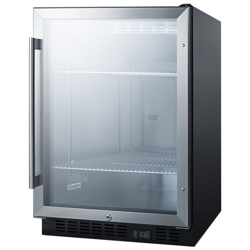 Summit 24 in. 5.0 cu. ft. Built-In Beverage Center with Adjustable Shelves & Knob(s) Control - Stainless Steel with Black Cabinet, , hires