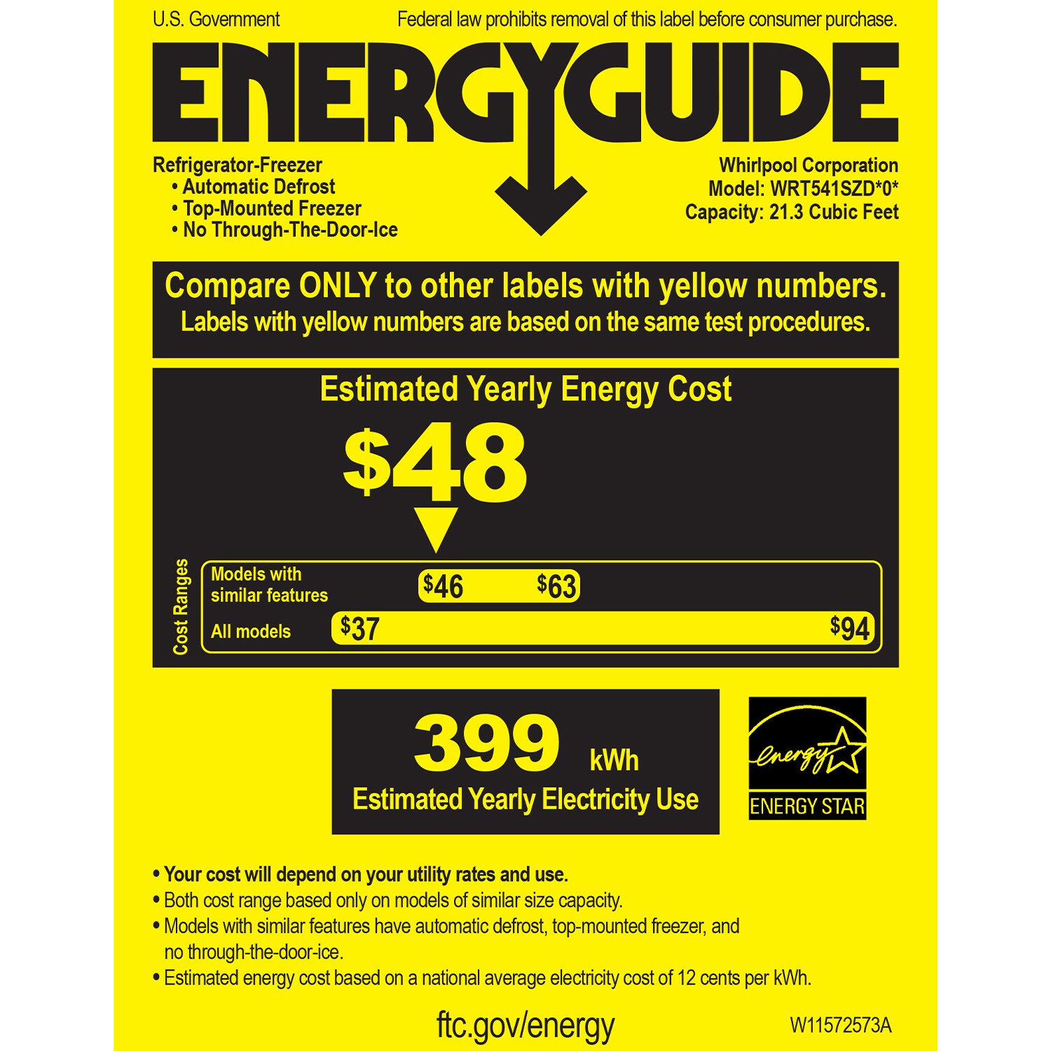 Whirlpool 33 in. 21.3 cu. ft. Top Freezer Refrigerator - Monochromatic Stainless Steel, Monochromatic Stainless Steel, hires