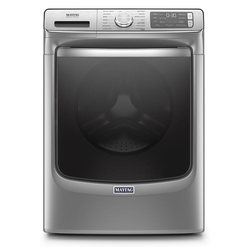 Maytag 27 in. 5.0 cu. ft. Smart Stackable Front Load Washer with Extra Power, 24-Hr Fresh Hold Option, Sanitize & Steam Wash Cycle - Metallic Slate, Metallic Slate, hires