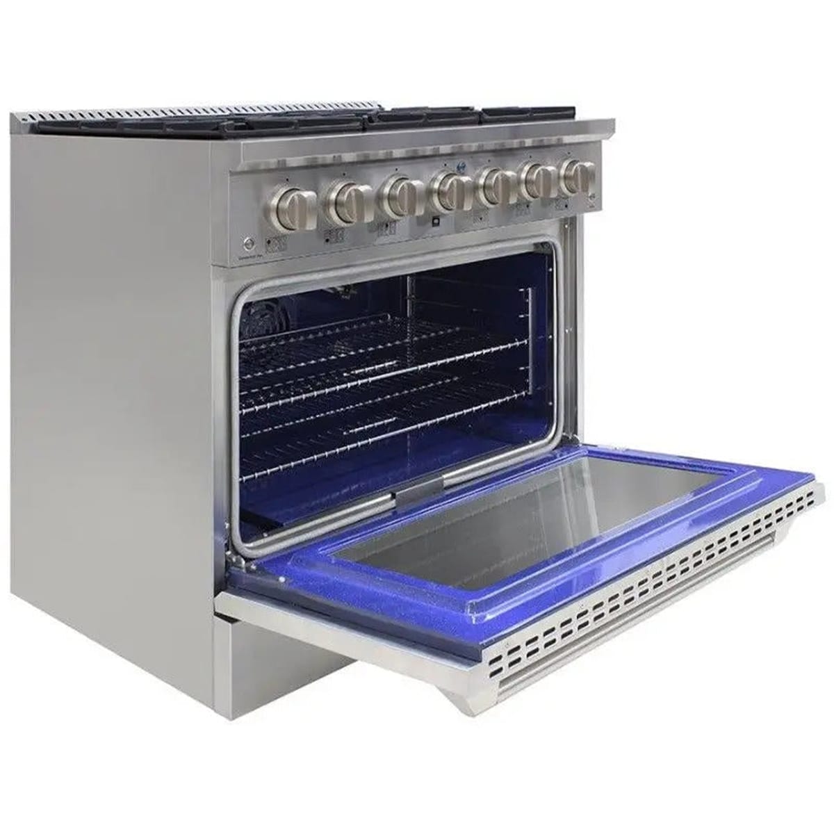 Brama 36 in. 5.2 cu. ft. Standard Convection Gas Range with 6 Sealed Burners - Stainless Steel, , hires