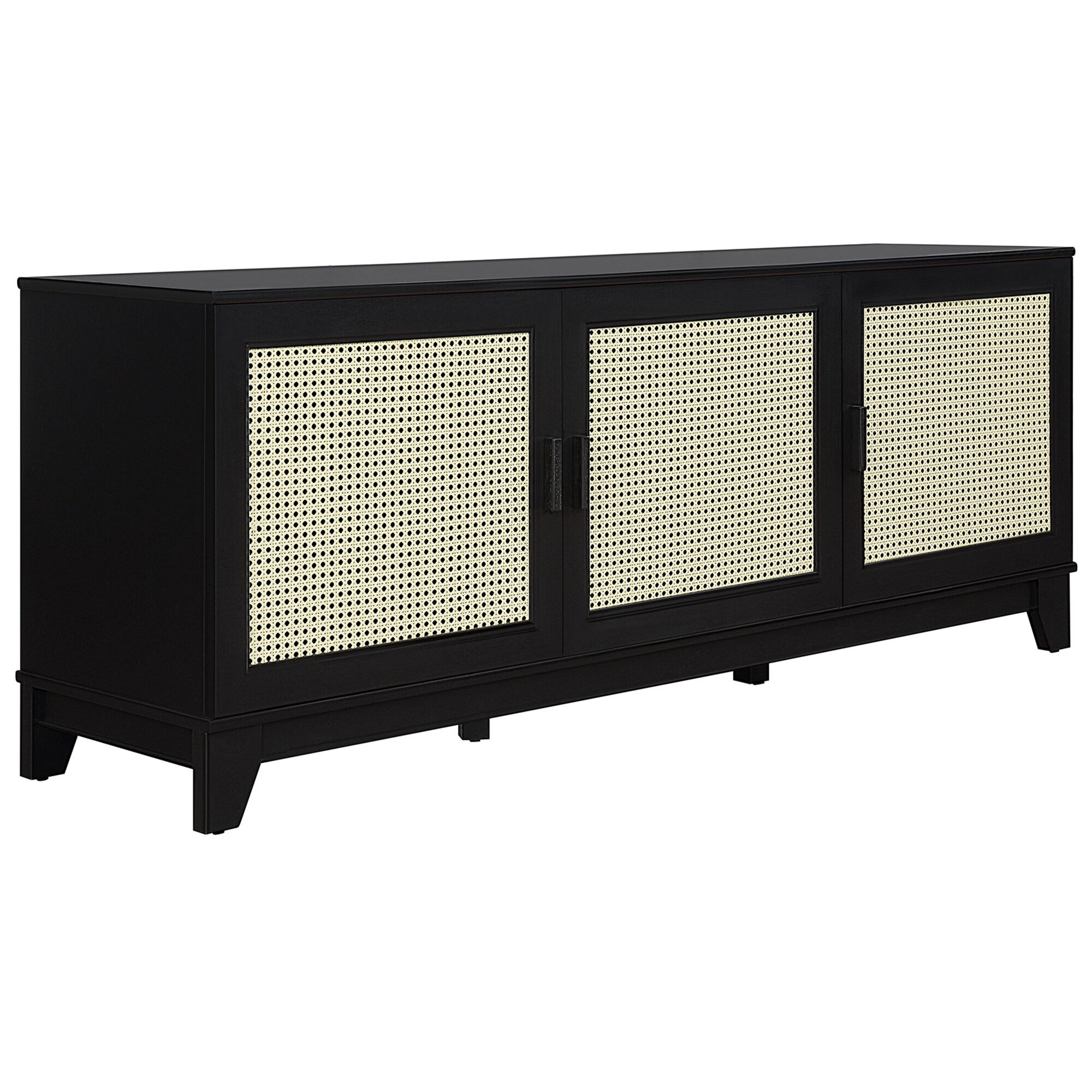 Manhattan Comfort Sheridan 62.99 inch Modern Cane TV Stand - Black, Black, hires