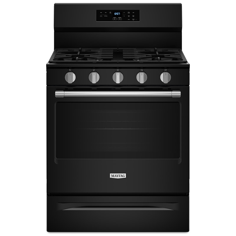 Maytag 30 in. 5 cu. ft. Air Fry Standard Convection Gas Range with 5 Sealed Burners - Black, Black, hires