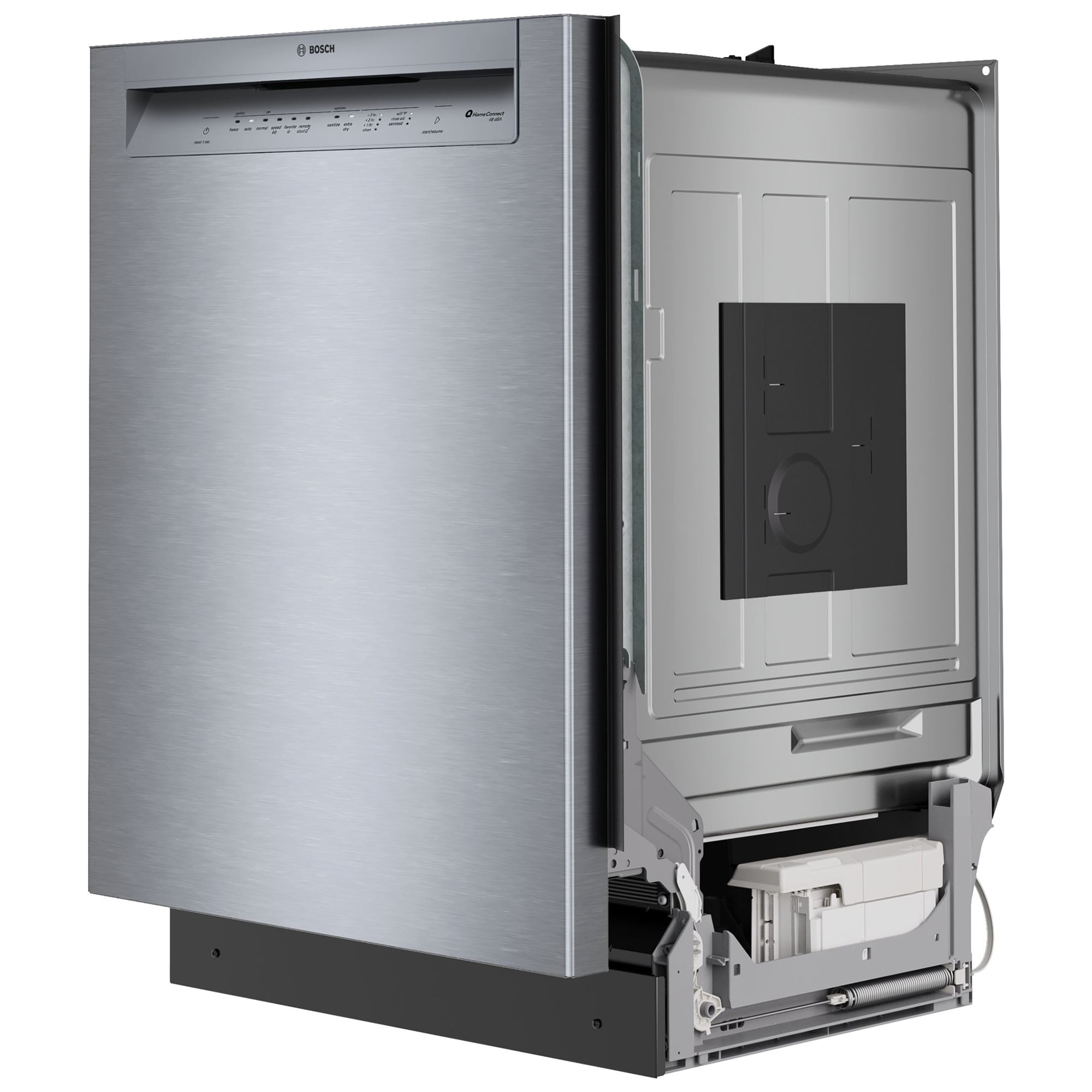 Bosch 300 Series 24 in. Front Control Smart Dishwasher with 48 dBA Sound Level, 3rd Rack, PureDry & Pocket Handle - Stainless Steel, Stainless Steel, hires