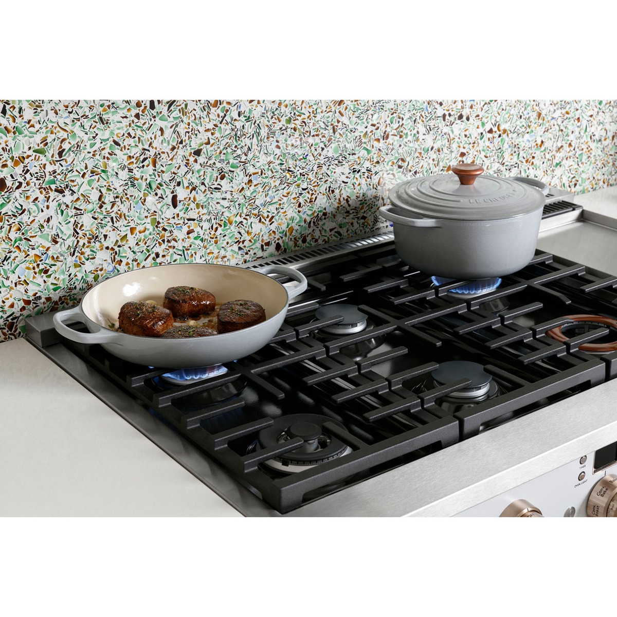 Cafe Commercial-Style 48 in. 8.2 cu. ft. Smart Air Fry True European Convection Double Oven Dual Fuel Range with 6 Sealed Burners & Griddle - Stainless Steel, Stainless Steel, hires