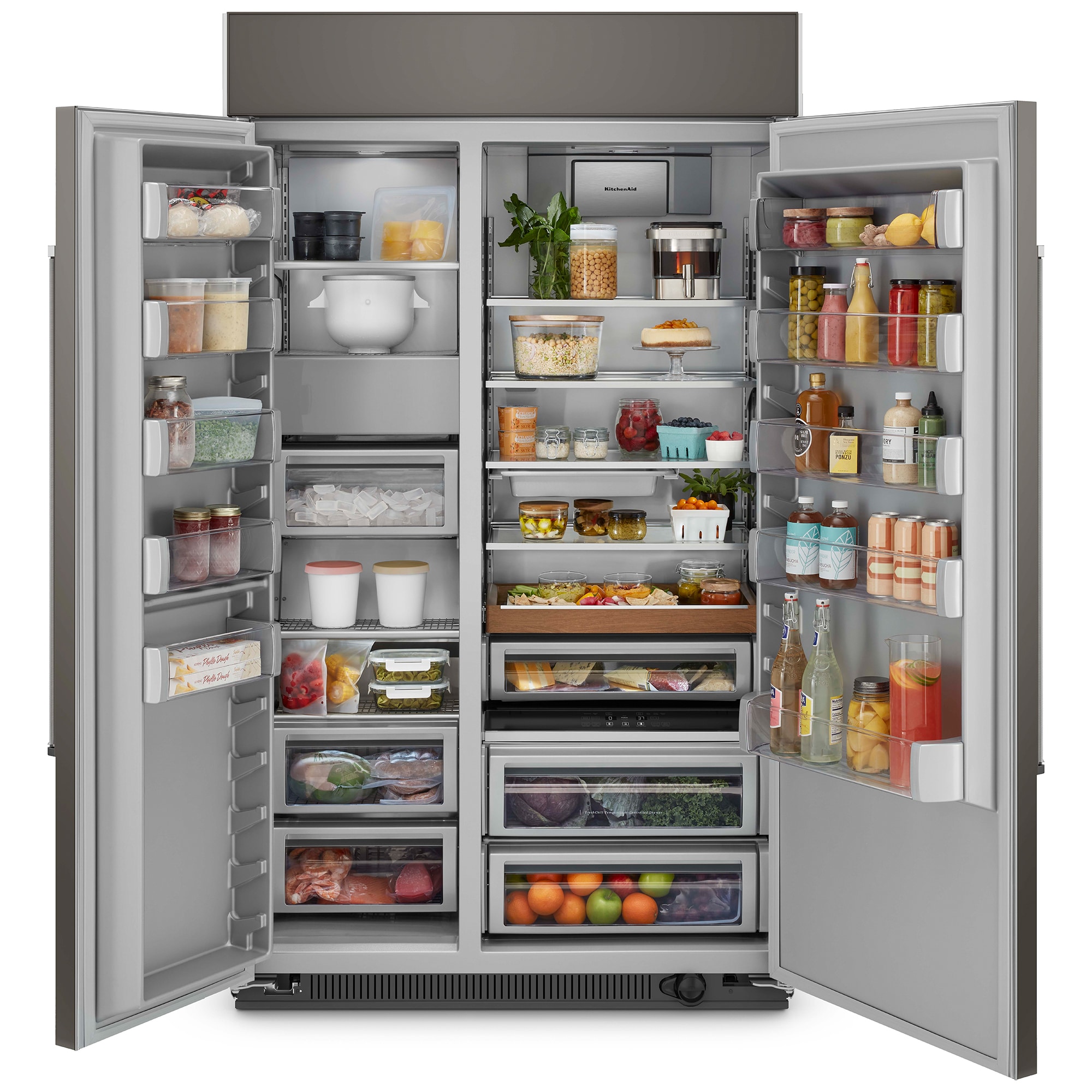 KitchenAid 48 in. 30 cu. ft. Built-In Counter Depth Side by Side Refrigerator with Ice Maker - Custom Panel Ready, Custom Panel Required, hires