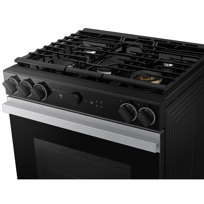 Samsung Bespoke 30 in. 6 cu. ft. Smart Air Fry True European Convection Slide-In Gas Range with 5 Sealed Burners & Griddle - Stainless Steel, Stainless Steel, hires
