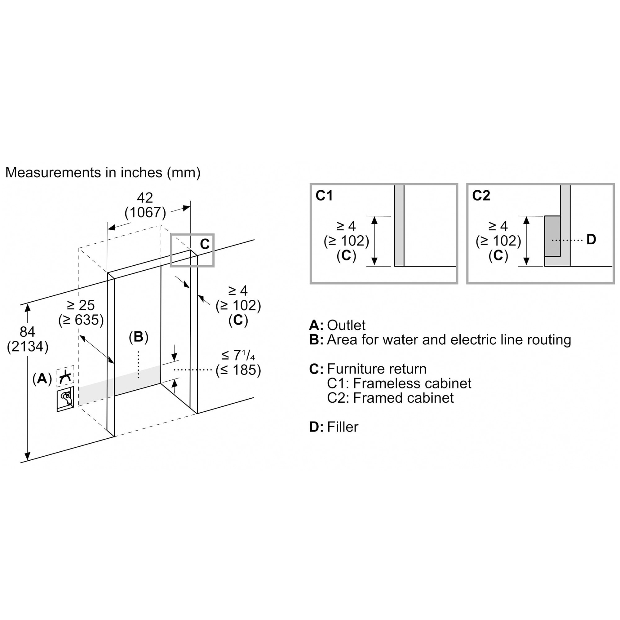 Thermador Freedom Collection 42 in. 23.9 cu. ft. Built-In Smart Counter Depth 4-Door French Door Refrigerator with Internal Water Dispenser - Custom Panel Ready, Custom Panel Required, hires