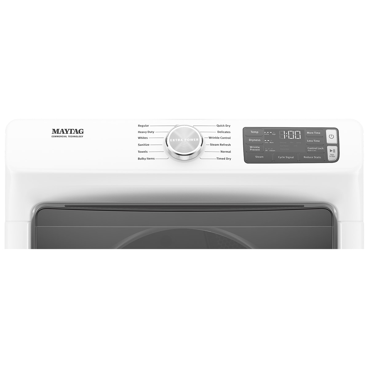 Maytag 27 in. 7.3 cu. ft. Stackable Gas Dryer with Extra Power, Sanitize, Steam & Quick Dry Cycle - White, White, hires