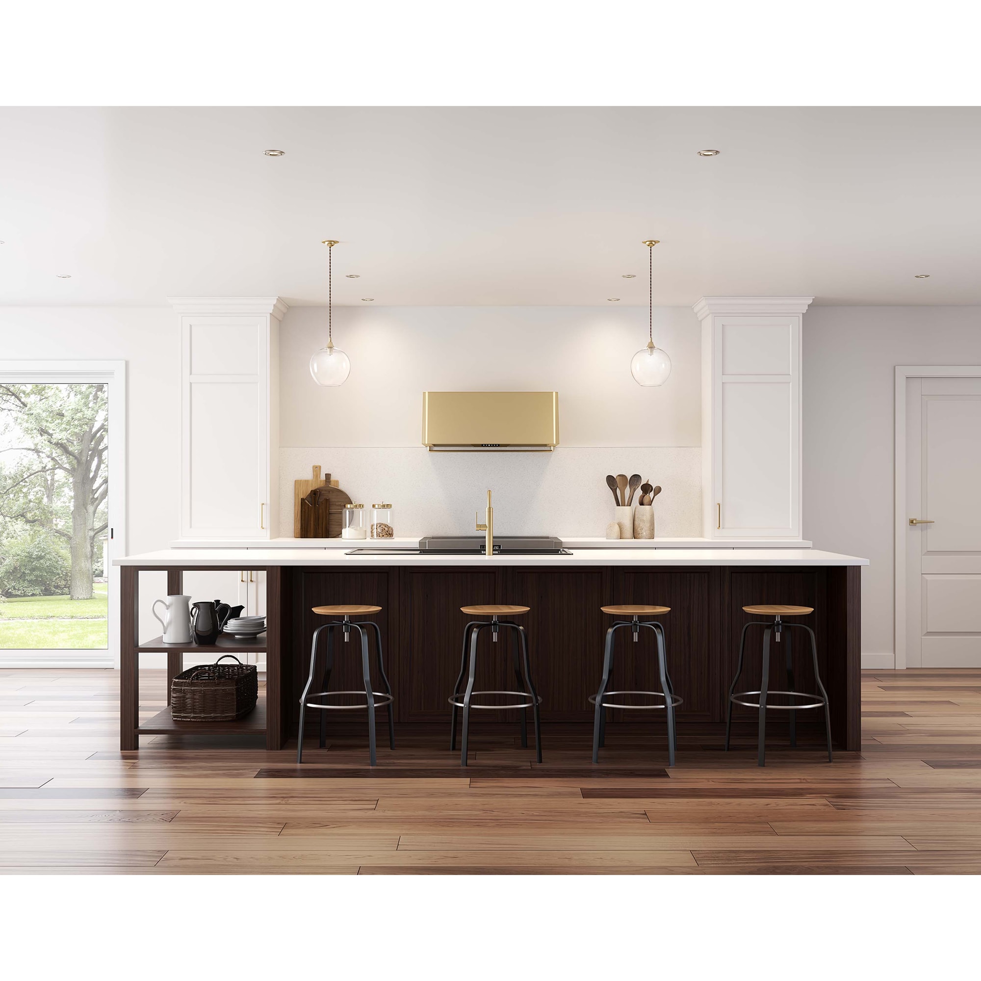 Zephyr Designer Collection 36 in. Canopy Pro Style Range Hood with 3 Speed Settings & 2 LED Lights - Satin Gold, , hires