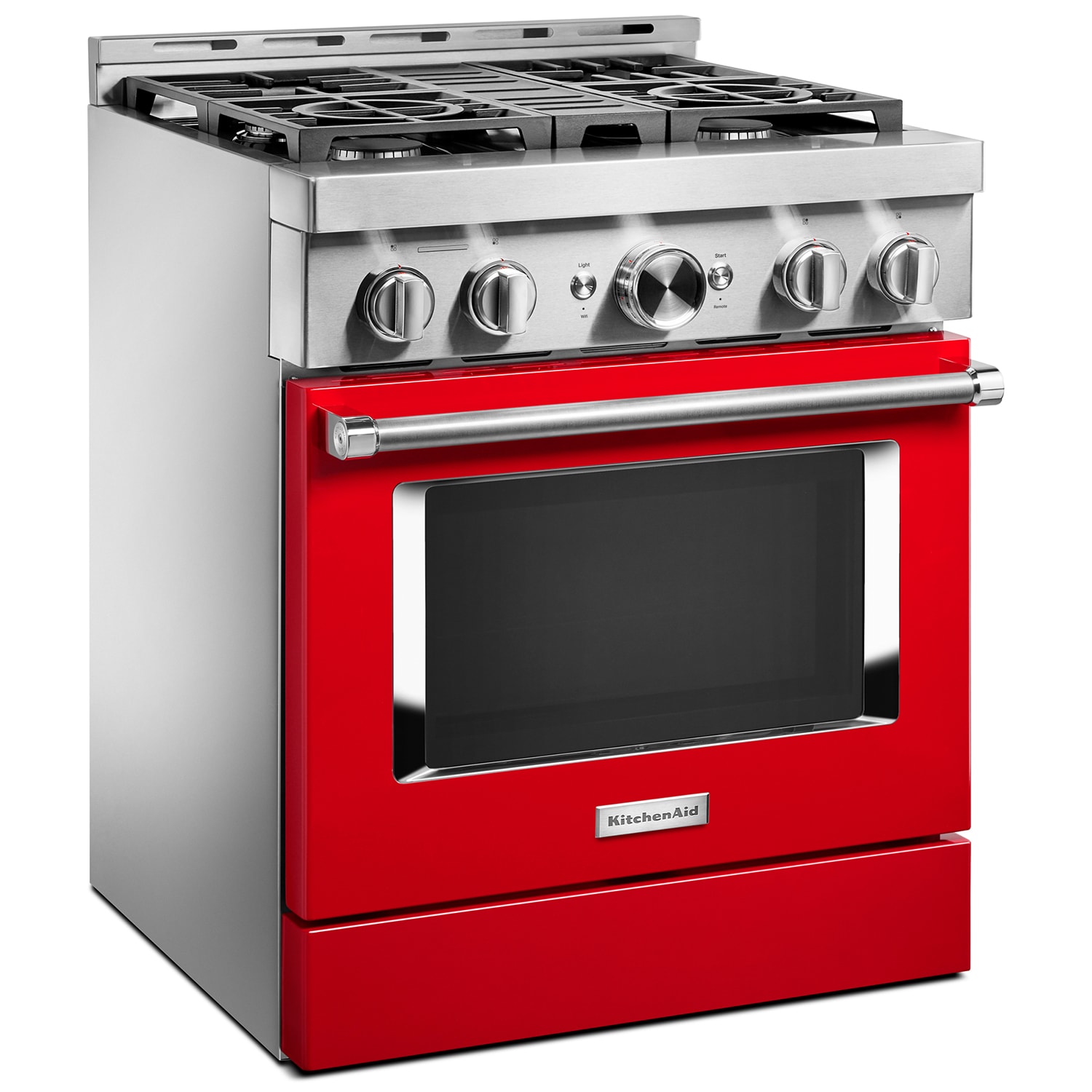 KitchenAid Commercial-Style 30 in. 4.1 cu. ft. Smart True European Convection Gas Range with 4 Sealed Burners - Passion Red, Passion Red, hires
