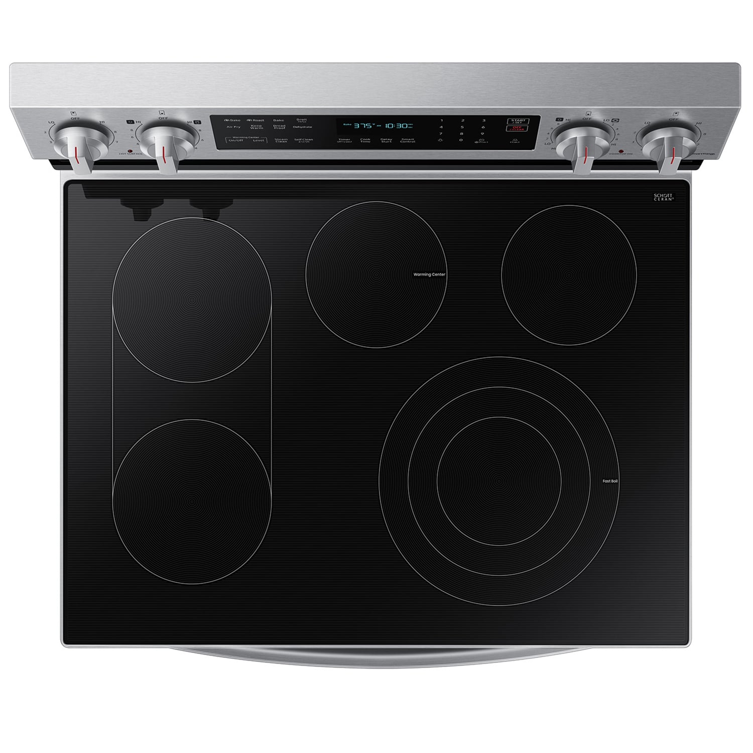 Samsung 30 in. 6.3 cu. ft. Smart Air-Fry True European Convection Electric Range with Radiant Burners & Griddle - Stainless Steel, , hires