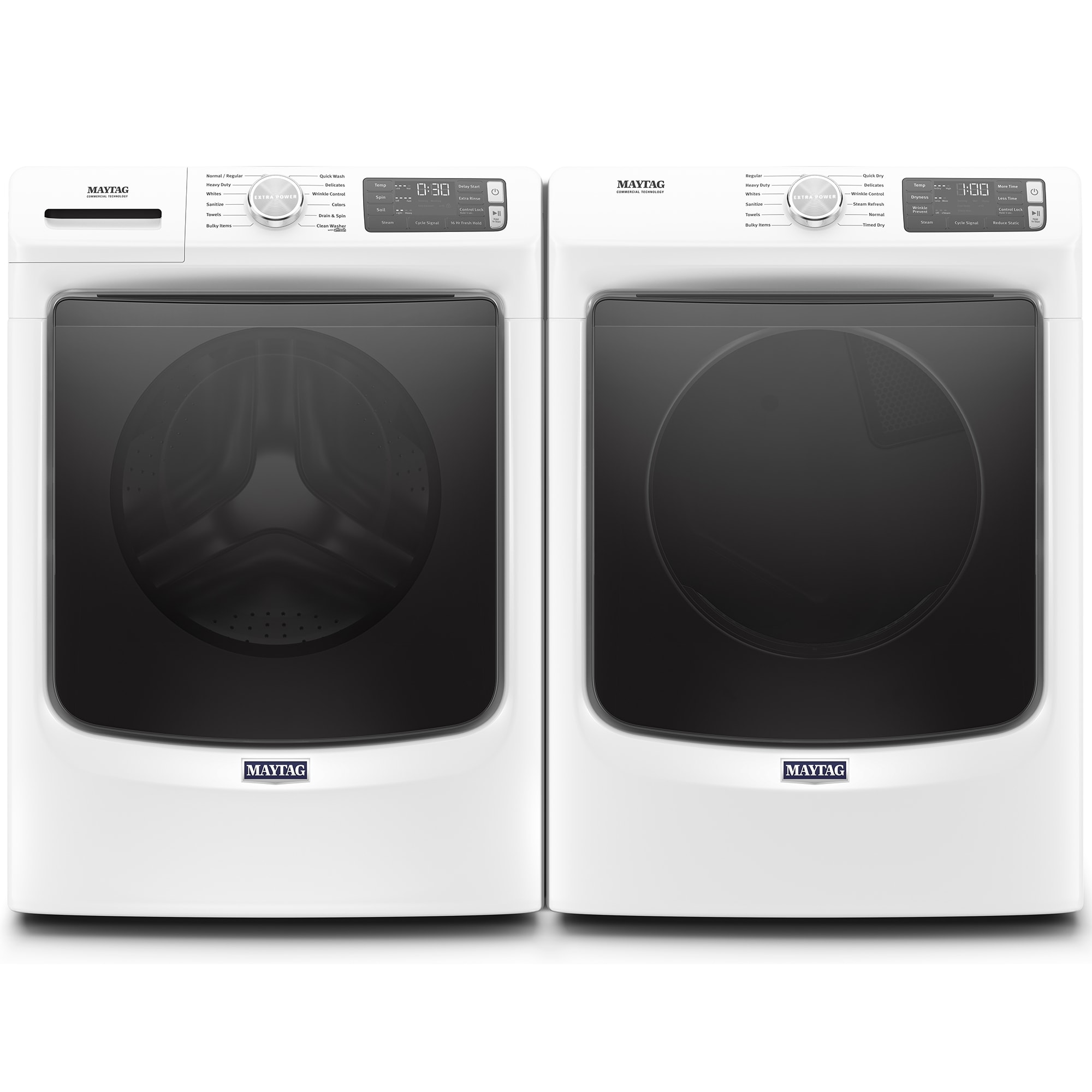 Maytag 27 in. 7.3 cu. ft. Stackable Gas Dryer with Extra Power, Sanitize, Steam & Quick Dry Cycle - White, White, hires