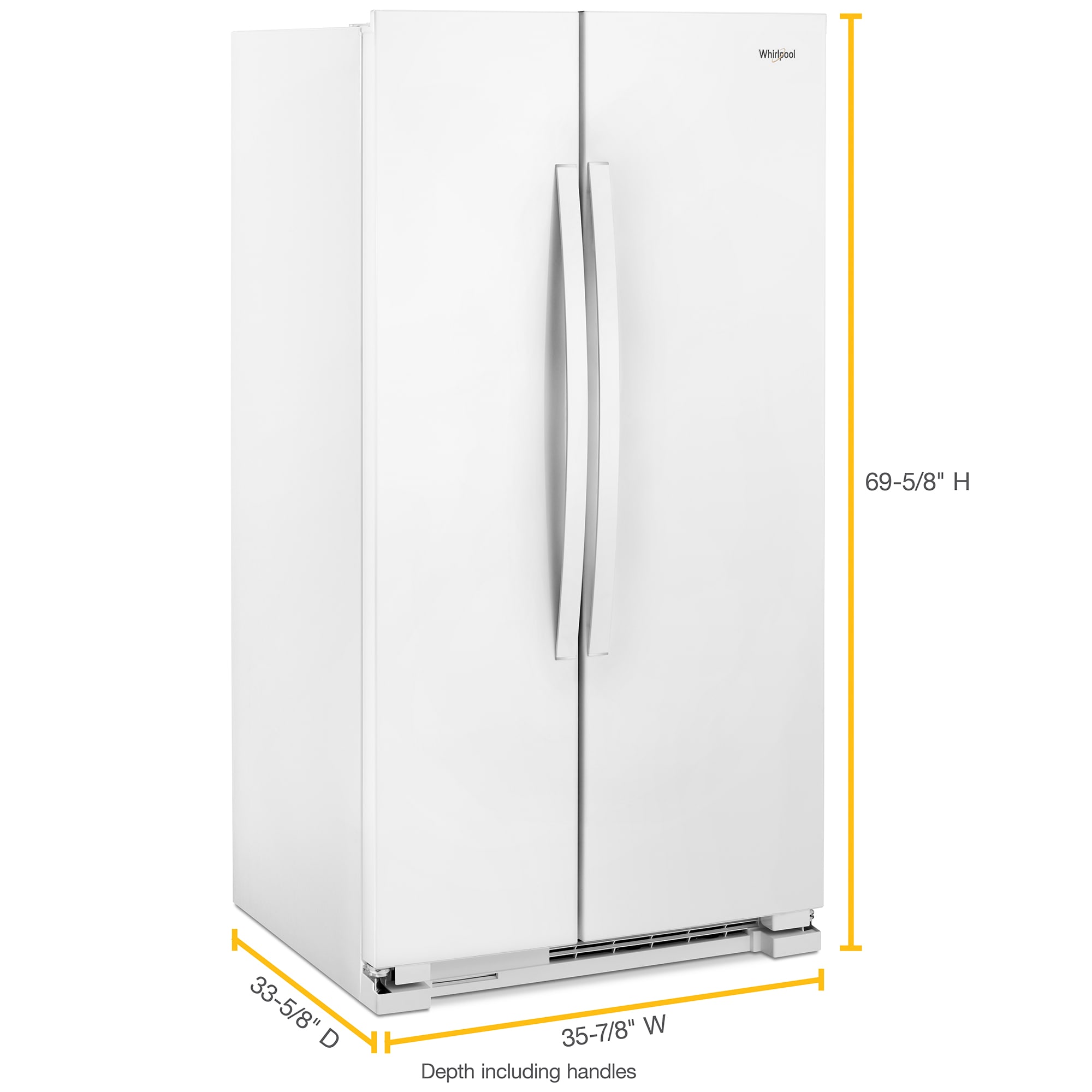 Whirlpool 36 in. 25.1 cu. ft. Side by Side Refrigerator - White, White, hires