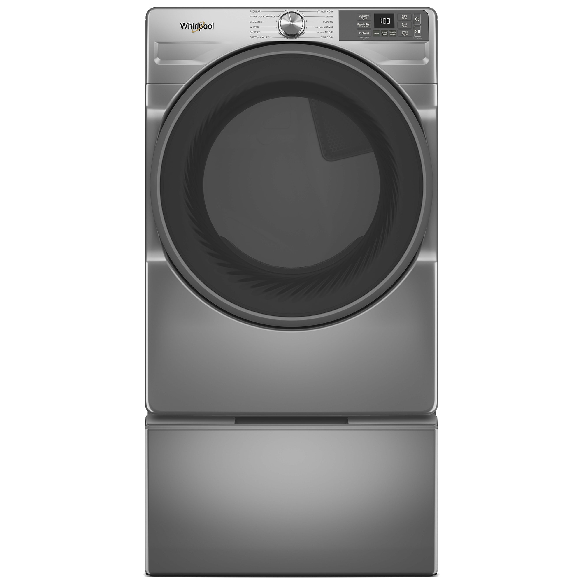 Whirlpool 27 in. 7.4 cu. ft. Smart Stackable Electric Dryer with Sensor Dry & Sanitize Cycle - Radiant Silver, Silver, hires
