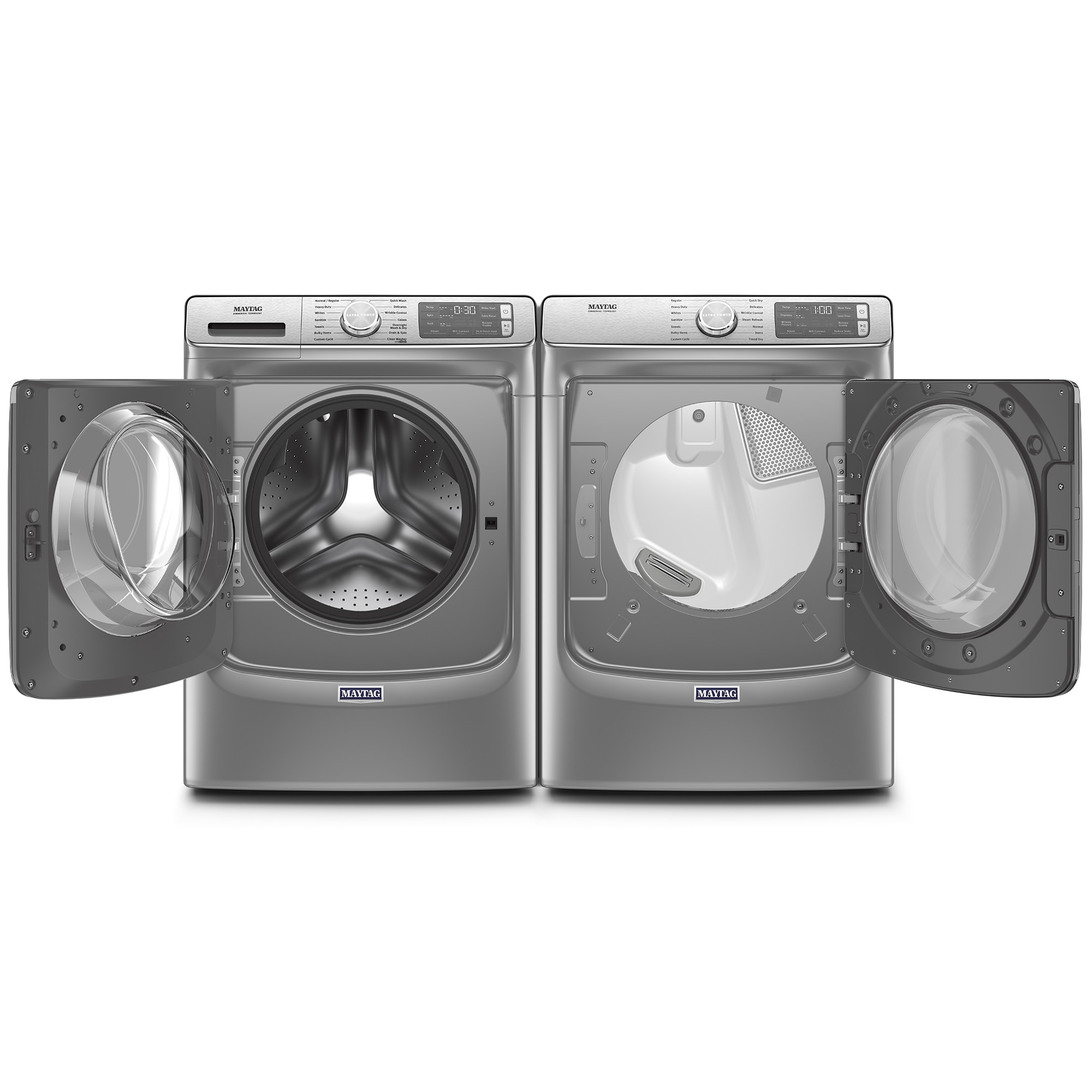 Maytag 27 in. 7.3 cu. ft. Smart Stackable Gas Dryer with Extra Power Button, Industry-Exclusive Extra Moisture Sensor, Sanitize & Steam Cycle - Metallic Slate, Metallic Slate, hires