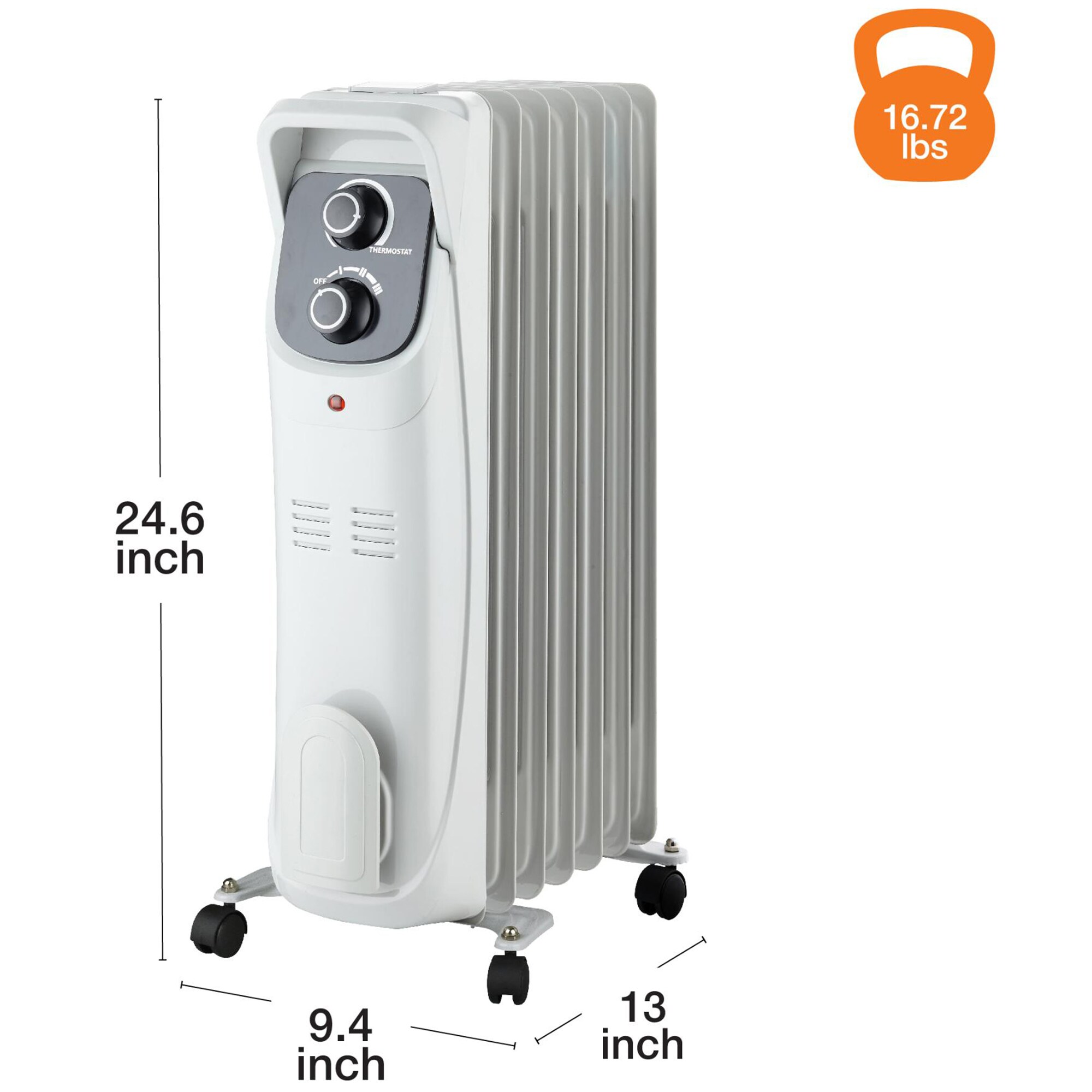 Lifesmart 1500W Radiator Space Heater with 3 Heat Settings & Overheat Safety Shut-Off - White, , hires