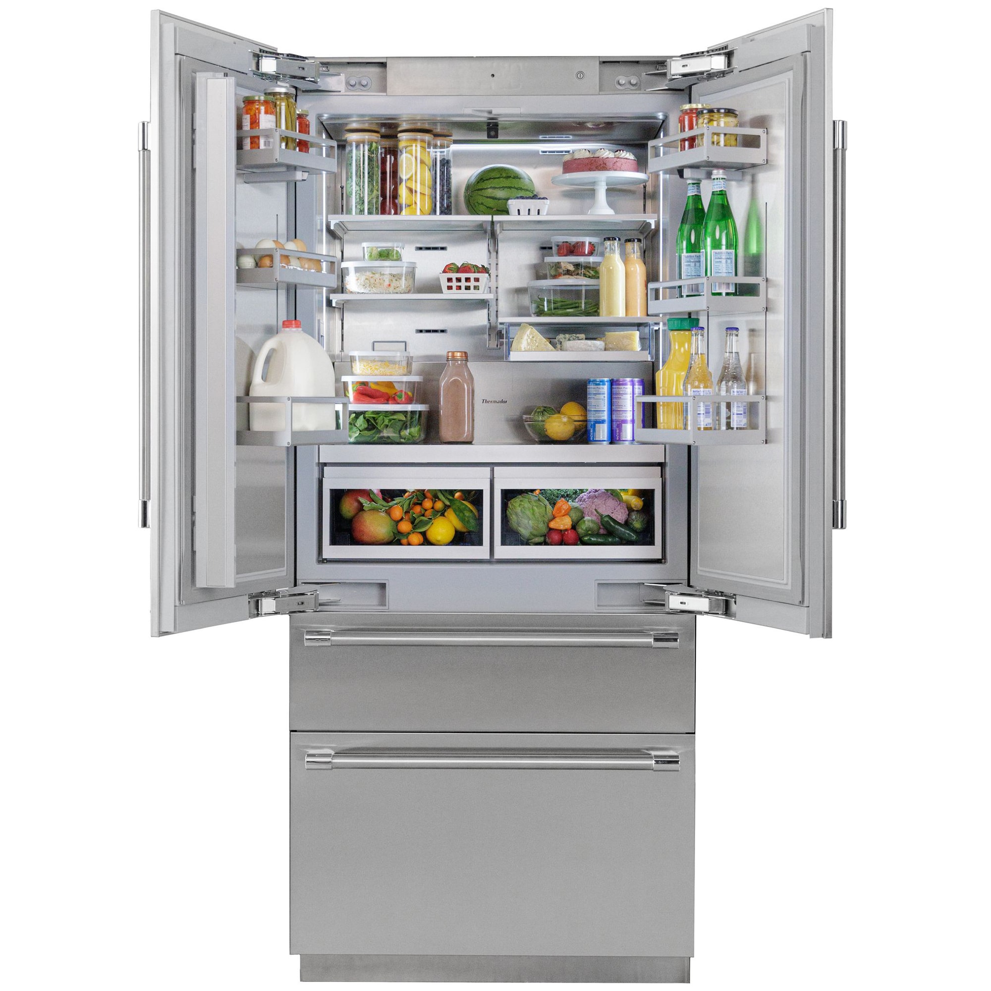 Thermador Freedom Collection 36 in. Built-In 20.1 cu. ft. Smart Counter Depth 4-Door French Door Refrigerator with Internal Water Dispenser and Masterpiece handles Stainless Steel, Stainless Steel, hires
