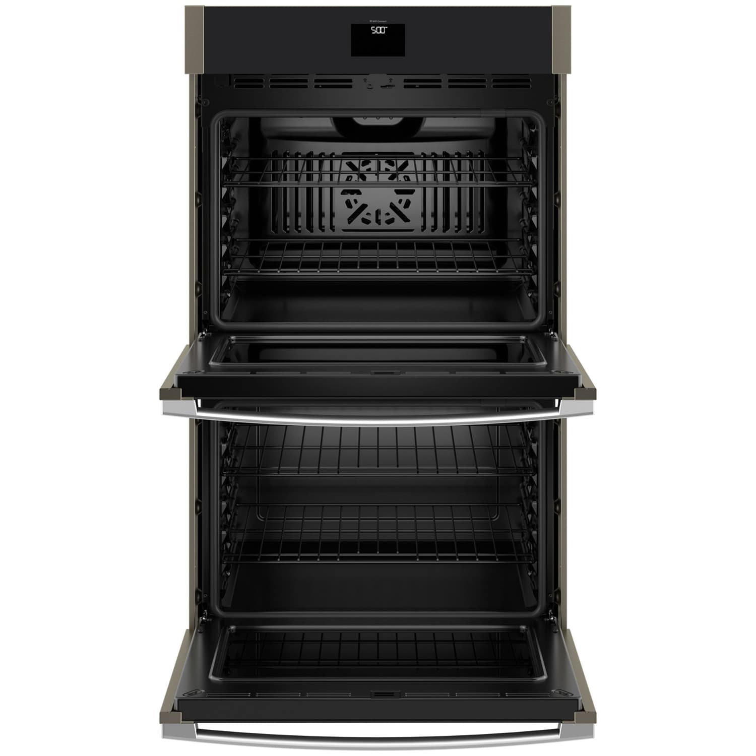 GE 30 in. 10 cu. ft. Smart Top Control Electric Double Wall Oven with True European Convection - Fingerprint Resistant Slate, , hires