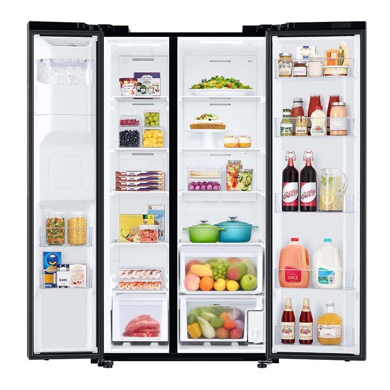 Samsung 36 in. 27.4 cu. ft. Side by Side Refrigerator with Ice & Water Dispenser - Black Stainless, Black Stainless, hires