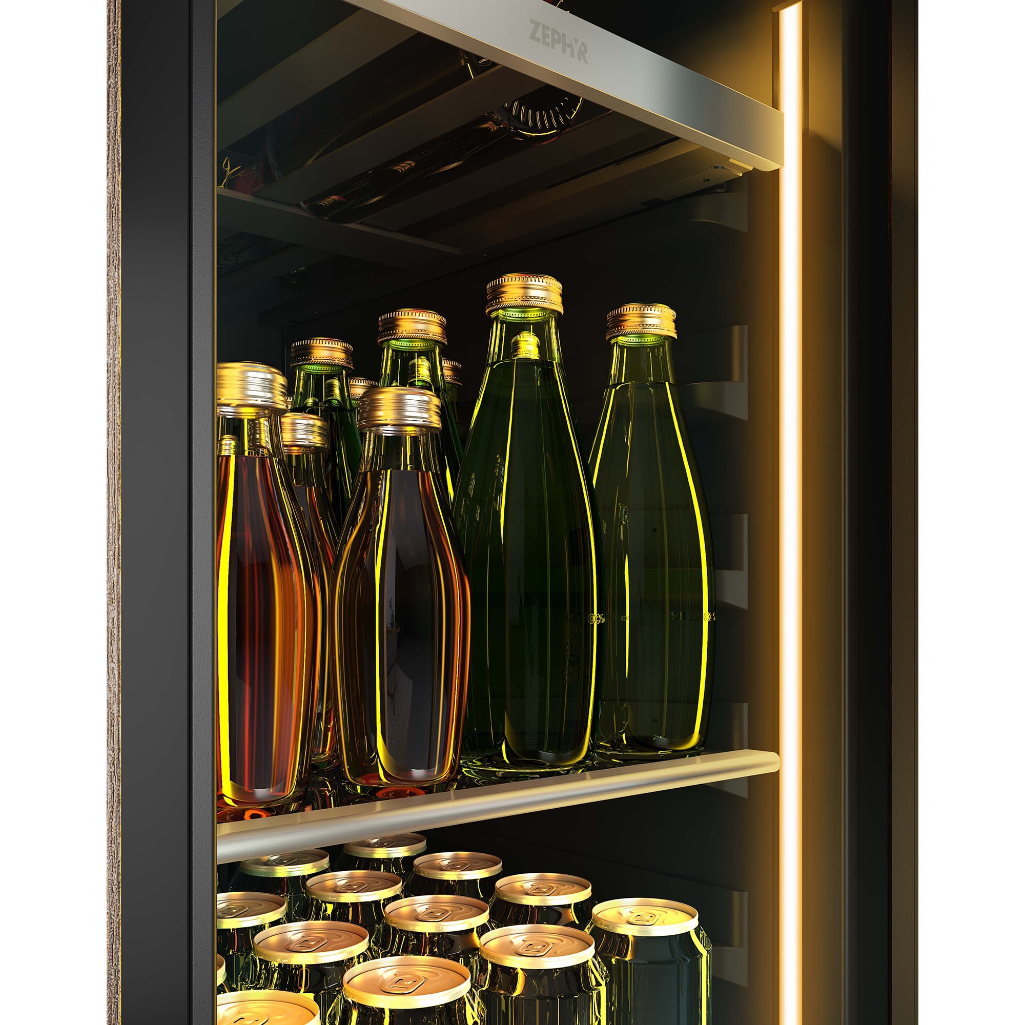 Zephyr Presrv Series 15 in. Built-In/Freestanding 3.4 cu. ft. Compact Beverage Center with Adjustable Shelves & Digital Control - Stainless Steel, , hires