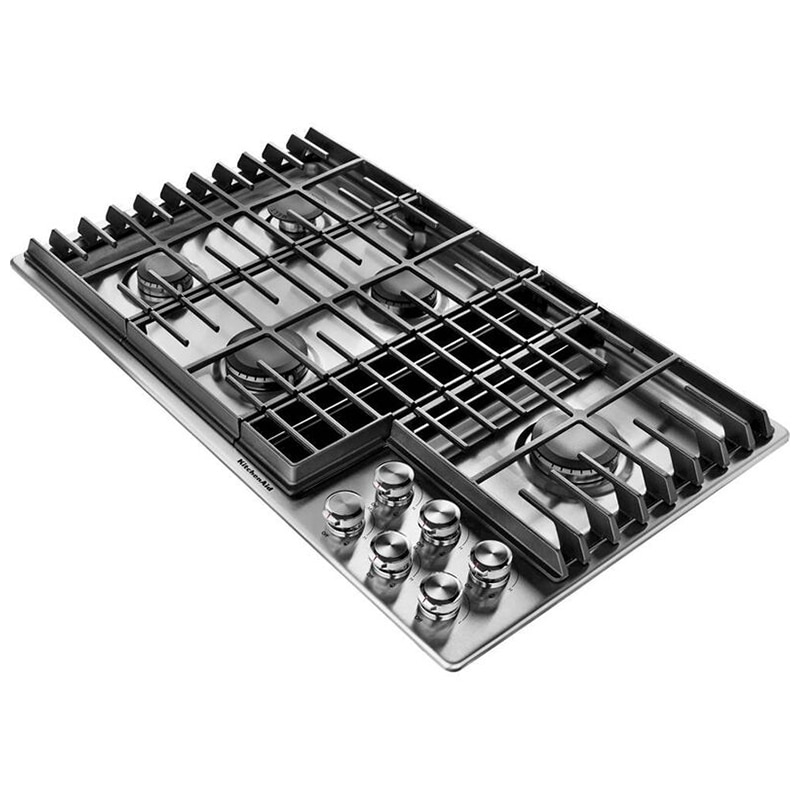 KitchenAid 36 in. 5-Burner Natural Gas Cooktop with Downdraft, Simmer Burner & Power Burner - Stainless Steel, , hires