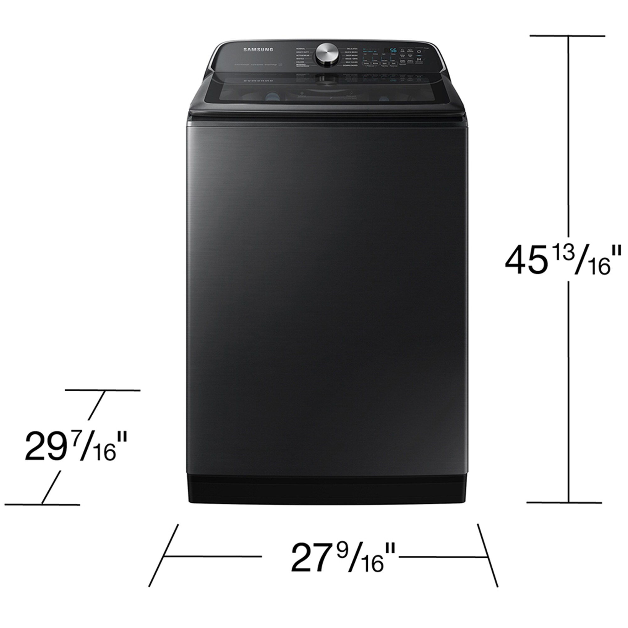 Samsung 27 in. 5.4 cu. ft. Smart Top Load Washer with ActiveWave Agitator and Super Speed Wash - Brushed Black, Brushed Black, hires