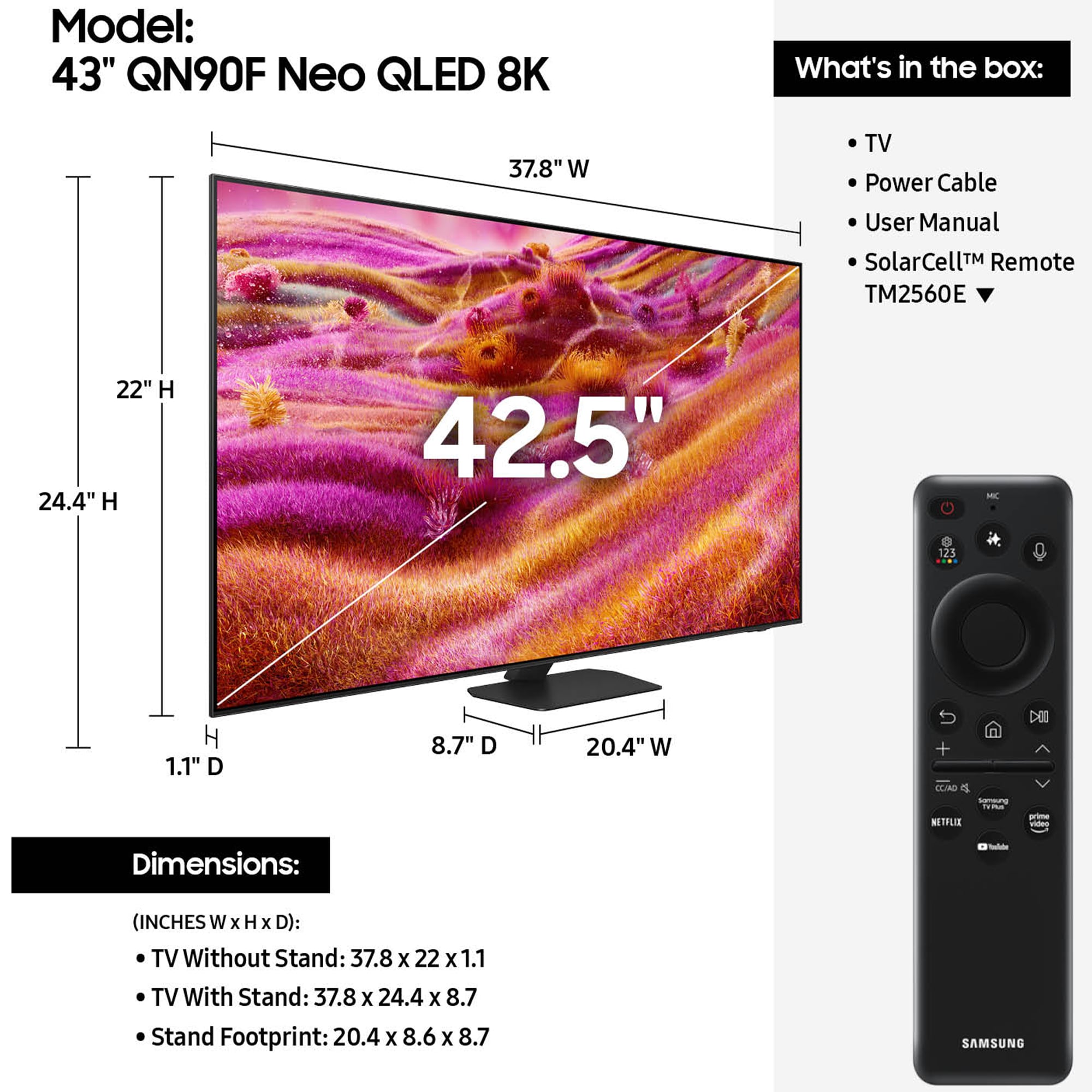 Samsung - 43" Class QN90F Neo QLED 4K UHD Samsung Vision AI Smart TV, , hires