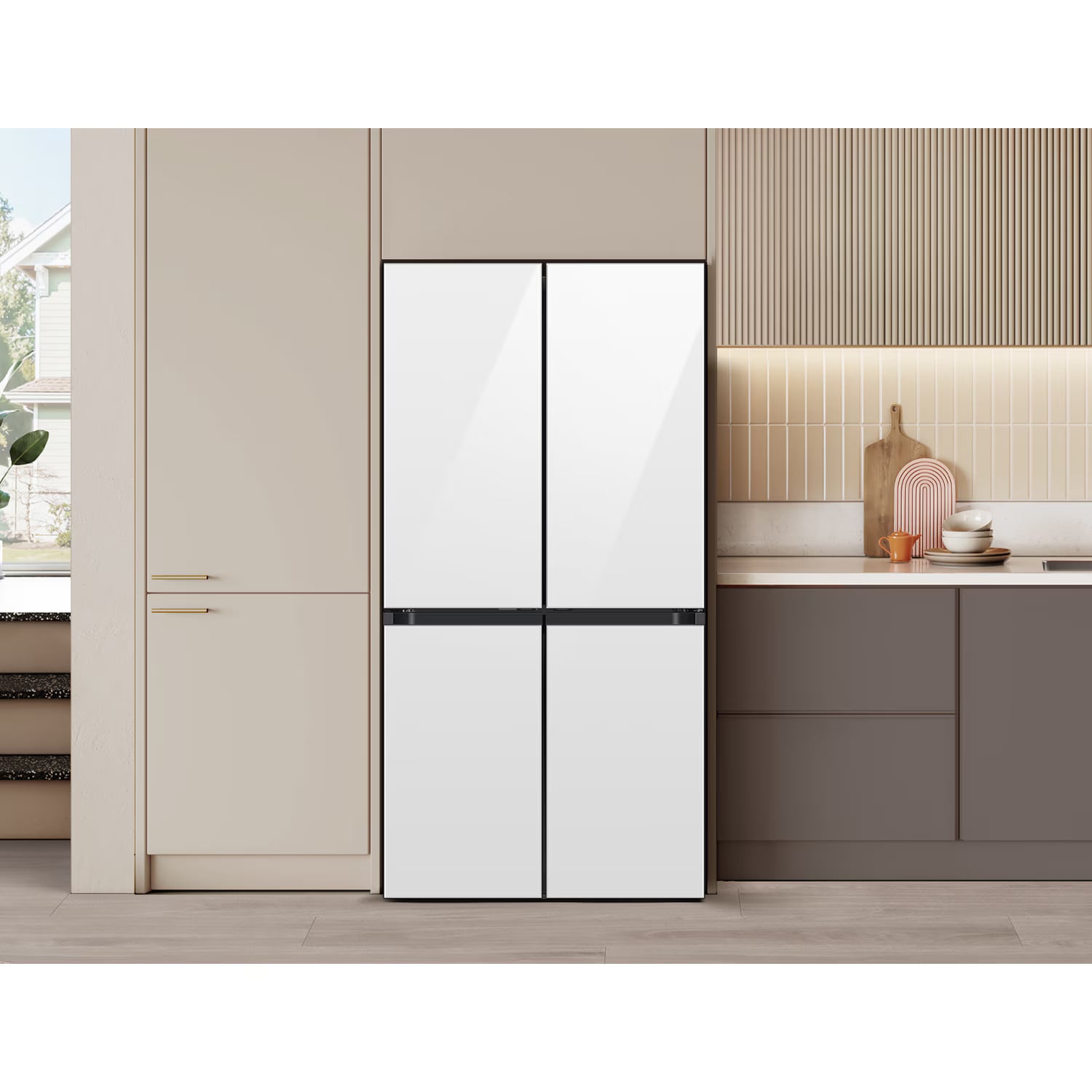 Samsung Bespoke 36 in. 22.8 cu. ft. Smart Counter Depth 4-Door French Door Refrigerator with Internal Water Autofill Pitcher - White Glass, White Glass, hires