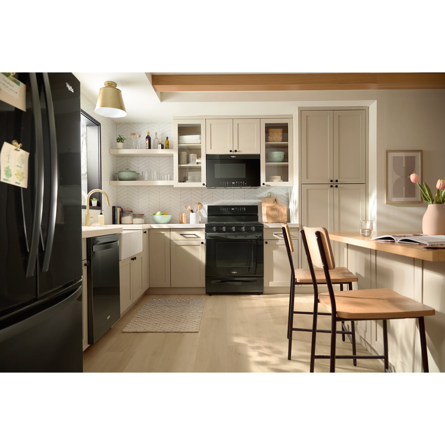 Whirlpool 30 in. 1.1 cu. ft. 900W Smart Over-the-Range Microwave with 400 CFM, Convection & Sensor Cooking - Black, Black, hires
