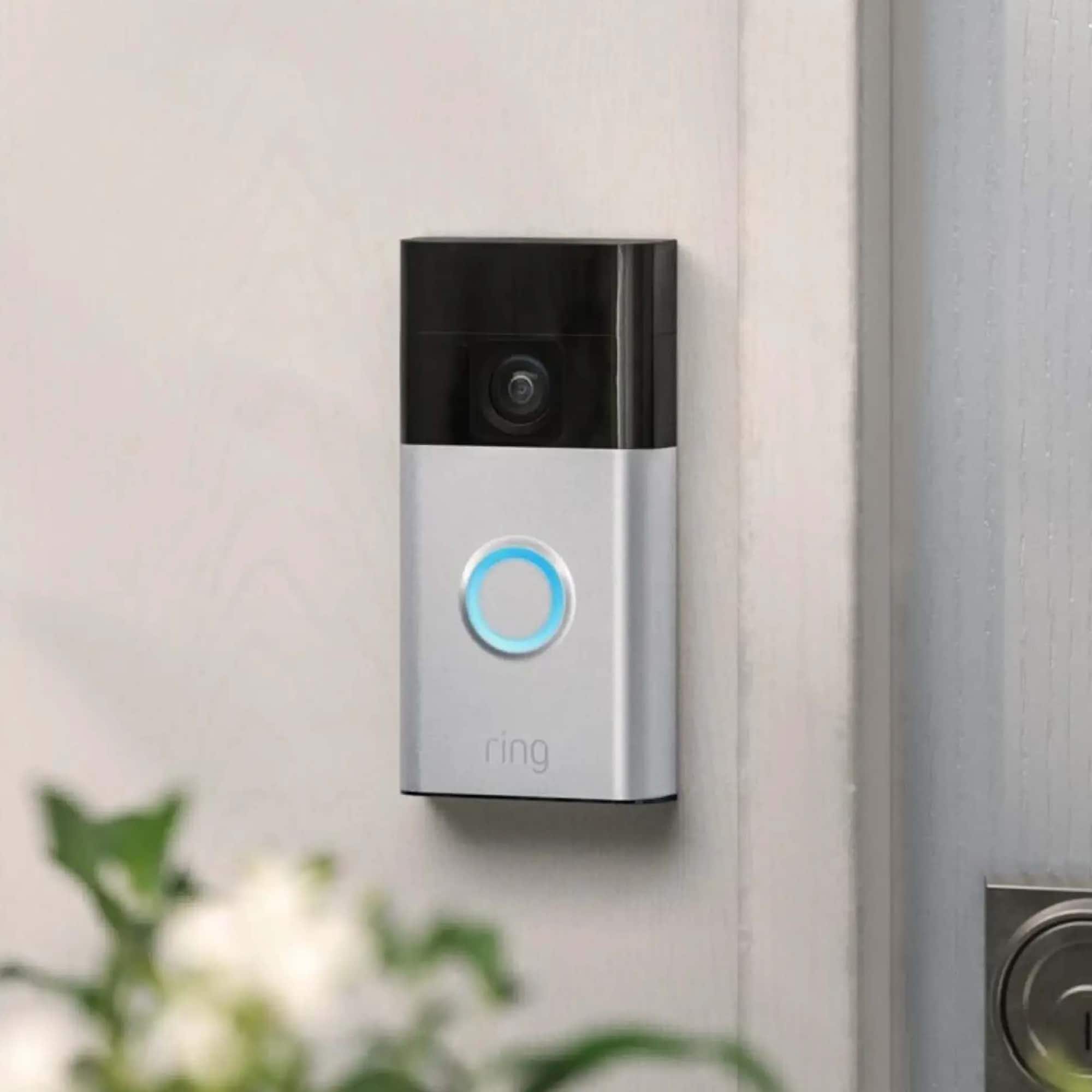 Ring - Starter Set with Battery Doorbell and Indoor Cam - Satin Nickel and White, , hires