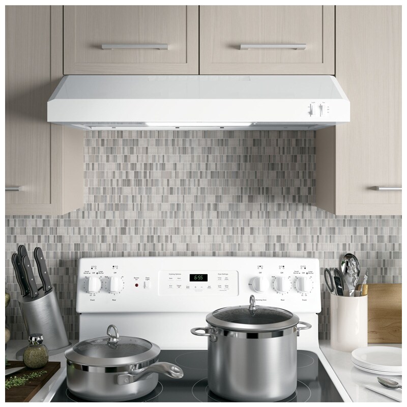GE 30 in. Convertible Standard Style Range Hood with 200 CFM, 2 Fan Speeds & 1 Incandescent Light - White, , hires