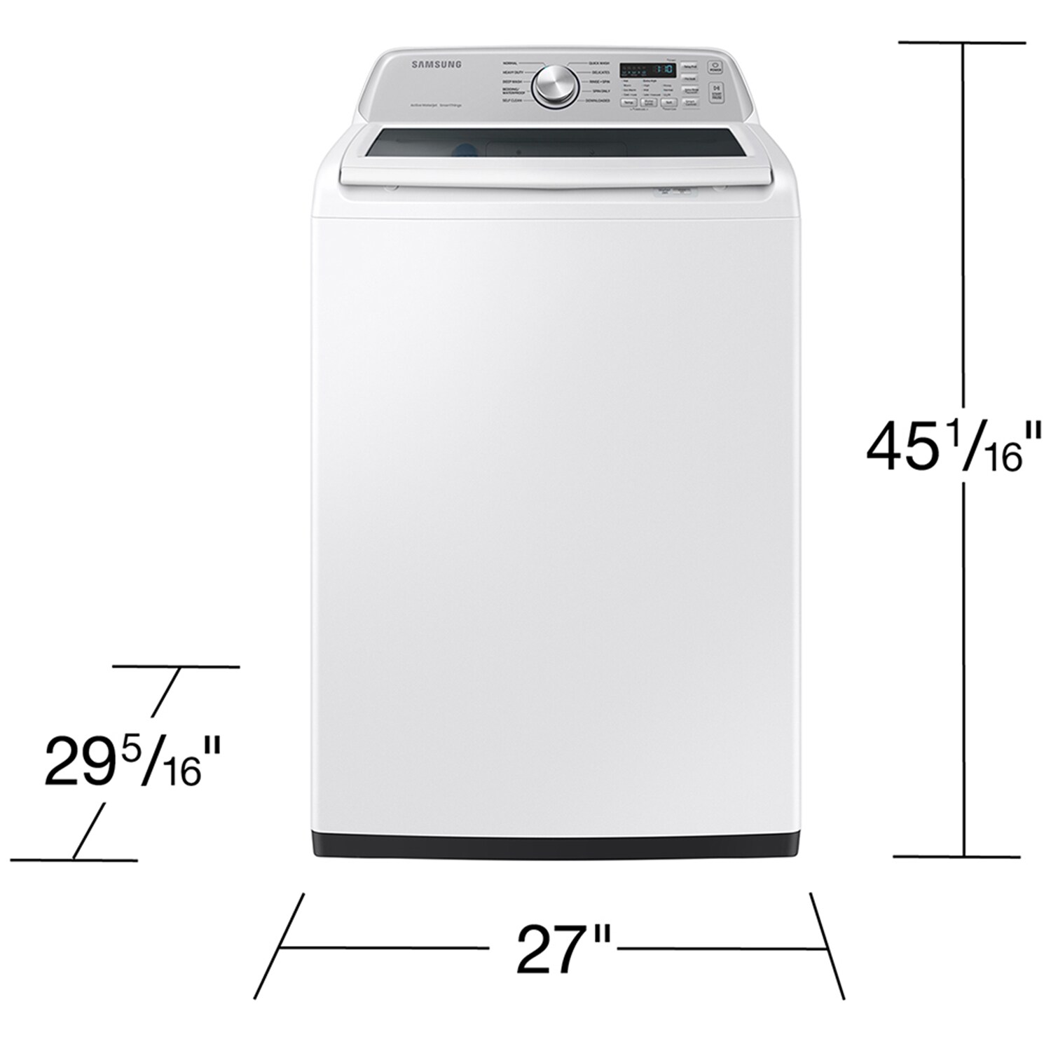 Samsung 27 in. 4.6 cu. ft. Smart Top Load Washer with ActiveWave Agitator & Active WaterJet - White, White, hires