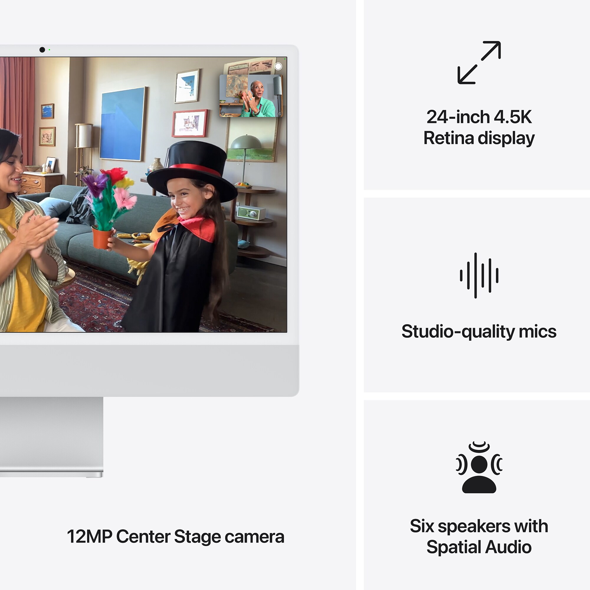 Apple iMac 24 in. (2024) with Apple M4 10-Core CPU, 10-core GPU, 16 GB RAM, 512 GB SSD & Mac OS - Silver, Silver, hires