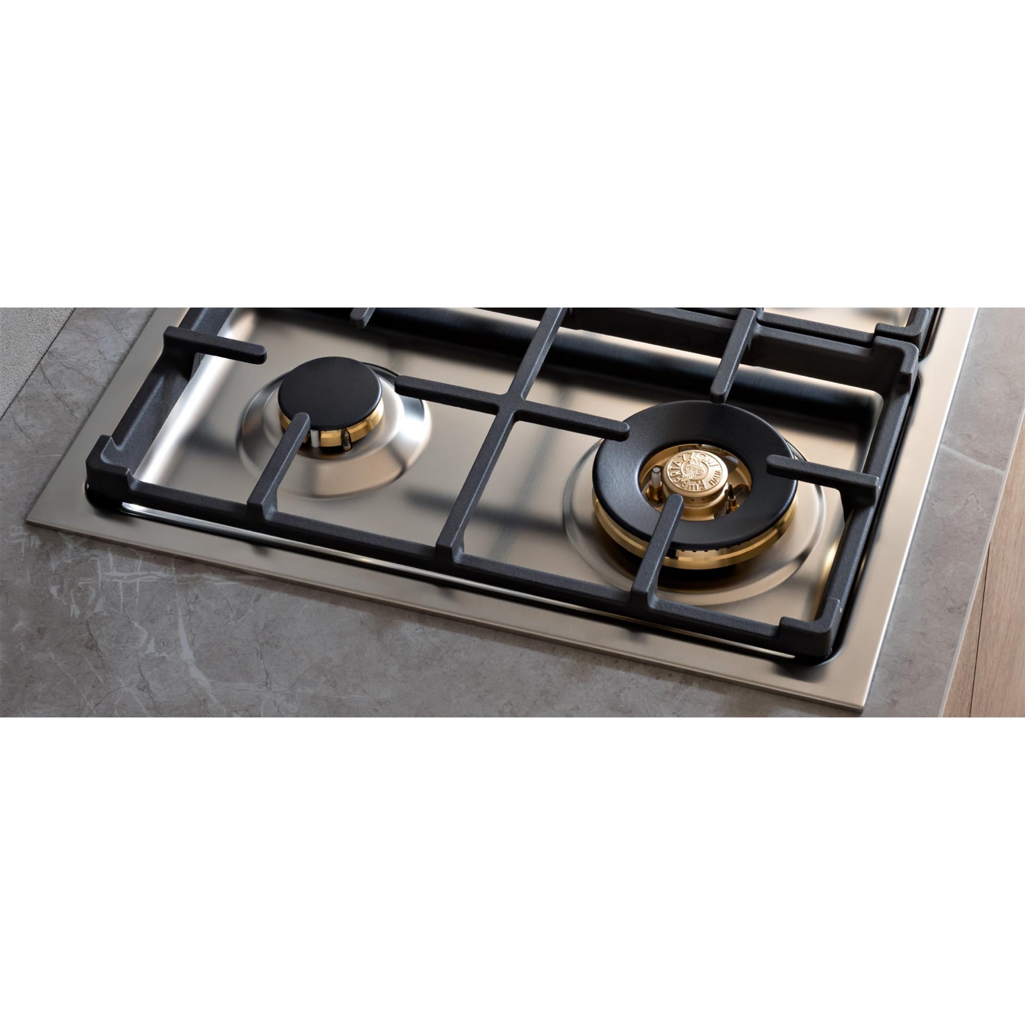 Bertazzoni Master Series 30 in. 4-Burner Natural Gas Cooktop with Brass Simmer Burner & Brass Power Burner - Stainless Steel, , hires